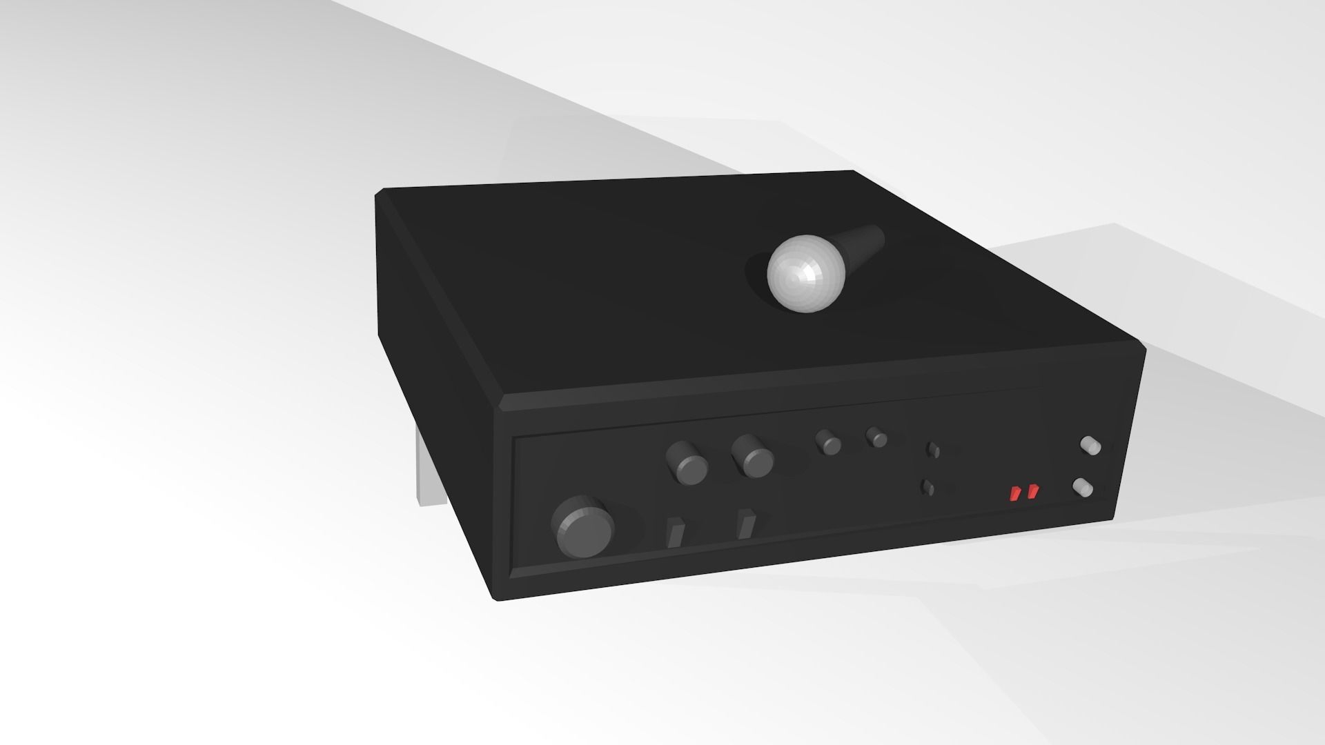  Sound Audio Mixer Amplifier and Microphone Low-poly 3D model_2