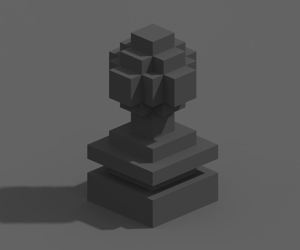 Voxel Chess Low-poly 3D model_17