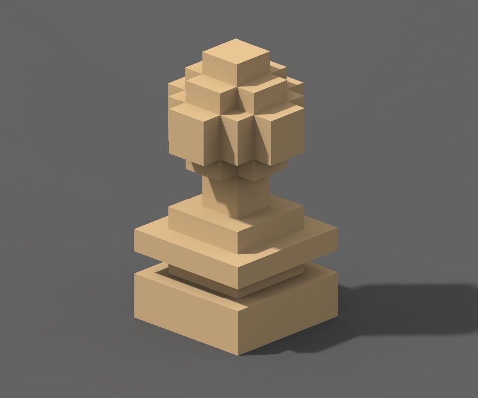 Voxel Chess Low-poly 3D model_16