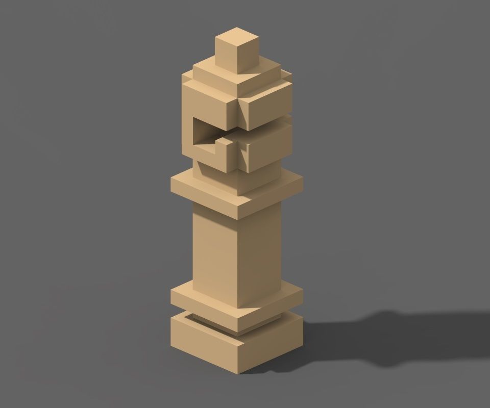Voxel Chess Low-poly 3D model_10