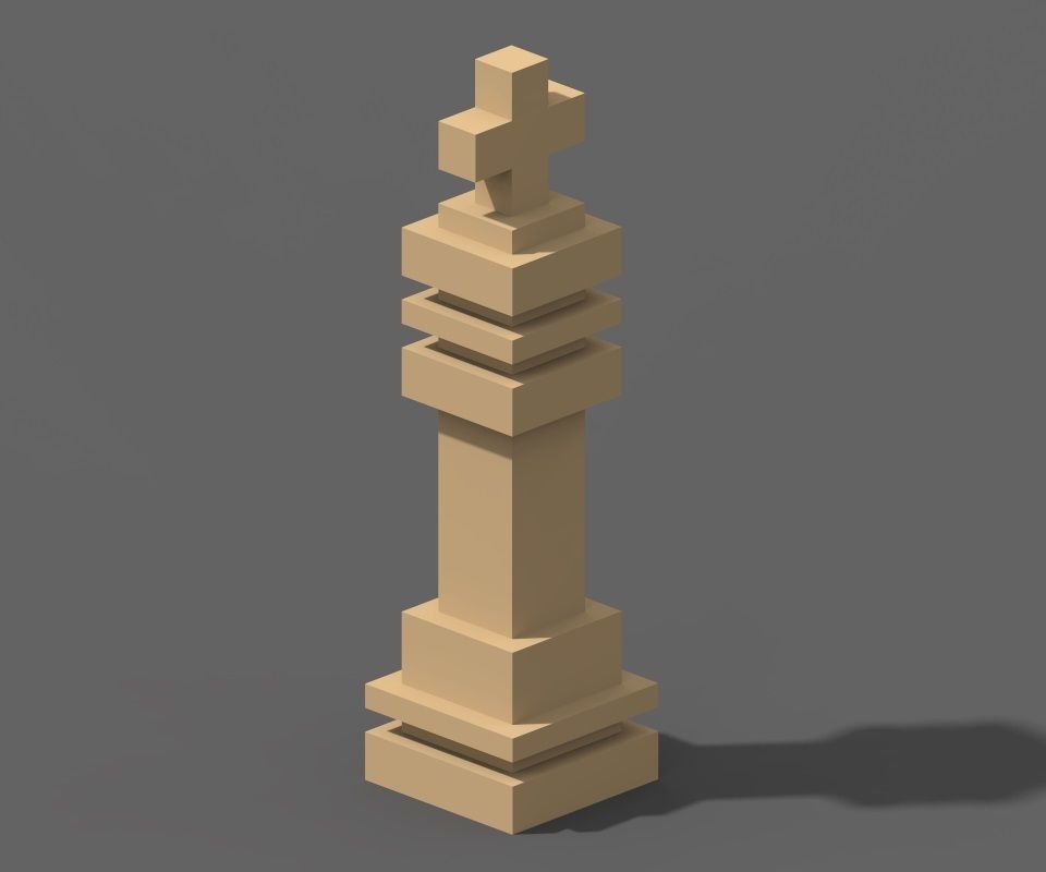 Voxel Chess Low-poly 3D model_6