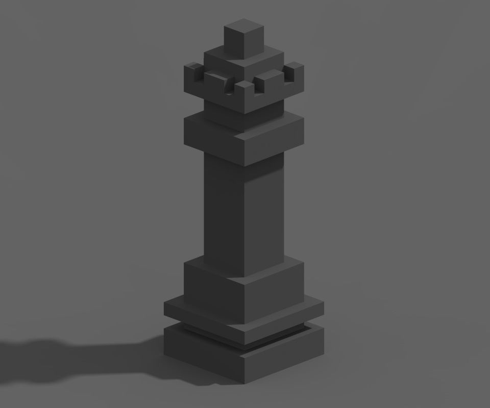 Voxel Chess Low-poly 3D model_9