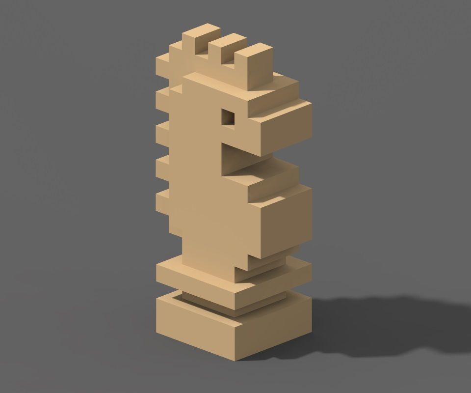 Voxel Chess Low-poly 3D model_12
