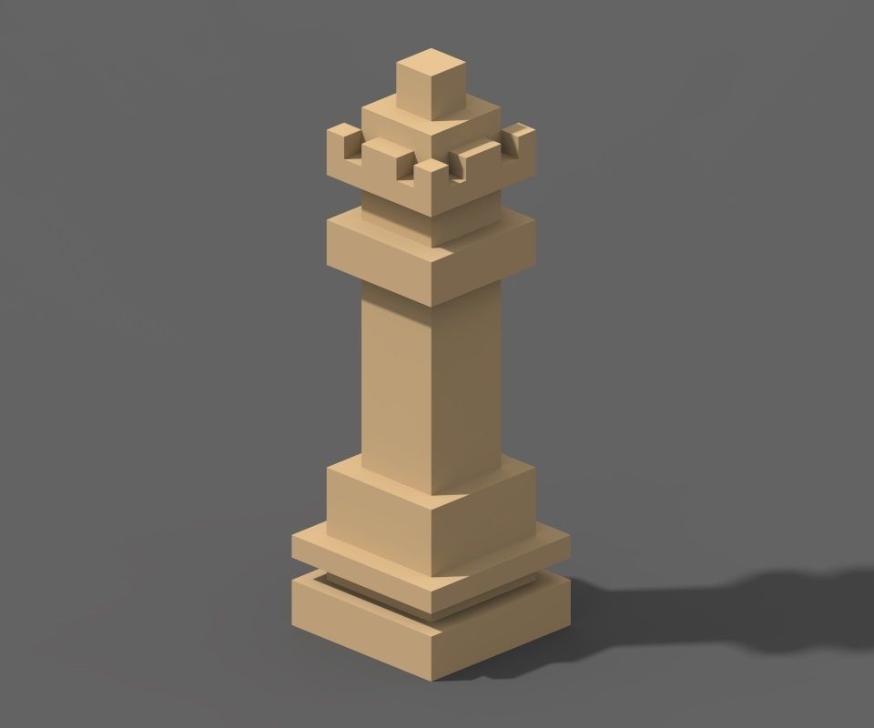 Voxel Chess Low-poly 3D model_8