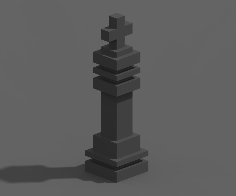 Voxel Chess Low-poly 3D model_7