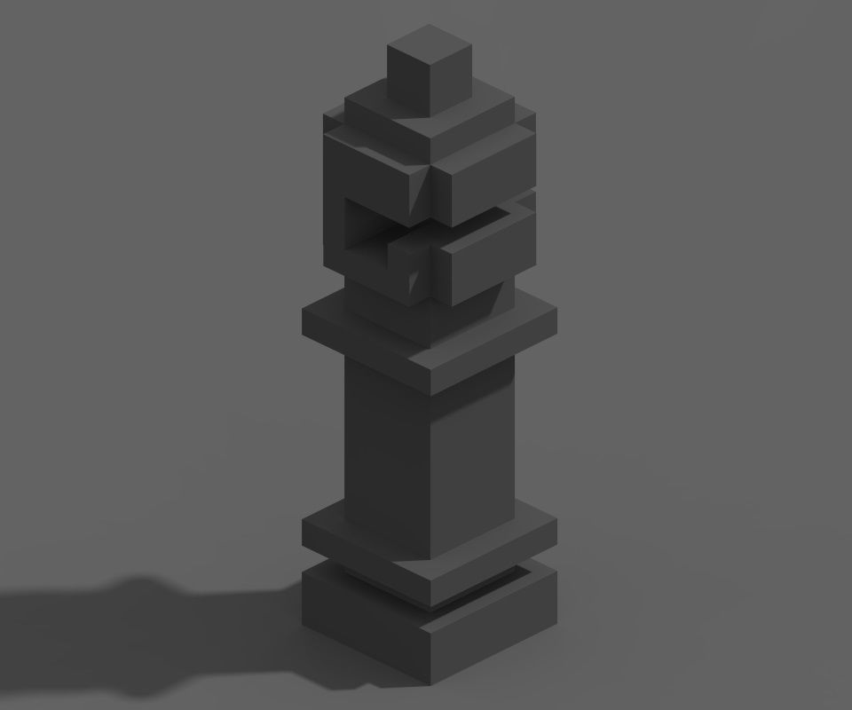 Voxel Chess Low-poly 3D model_11