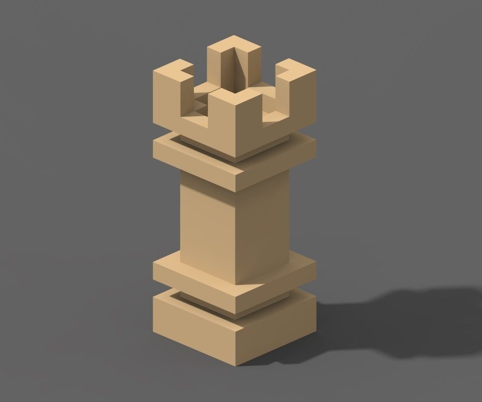 Voxel Chess Low-poly 3D model_14