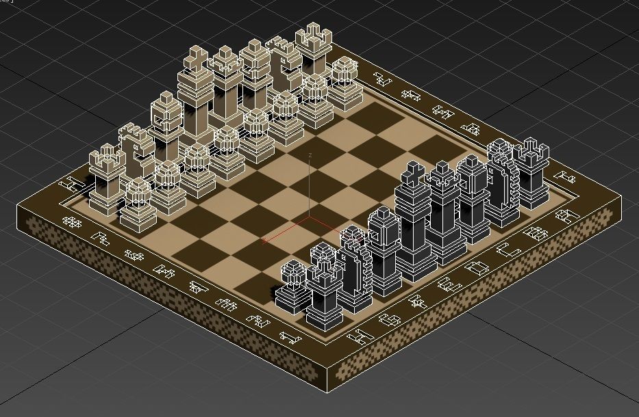 Voxel Chess Low-poly 3D model_4