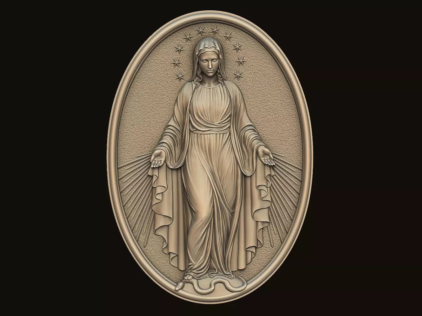 Virgin Mary Medallion no 3 3D print model_0