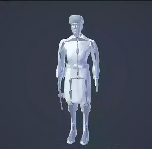 Soviet World War II Soldier with weapon Rigged 3D model