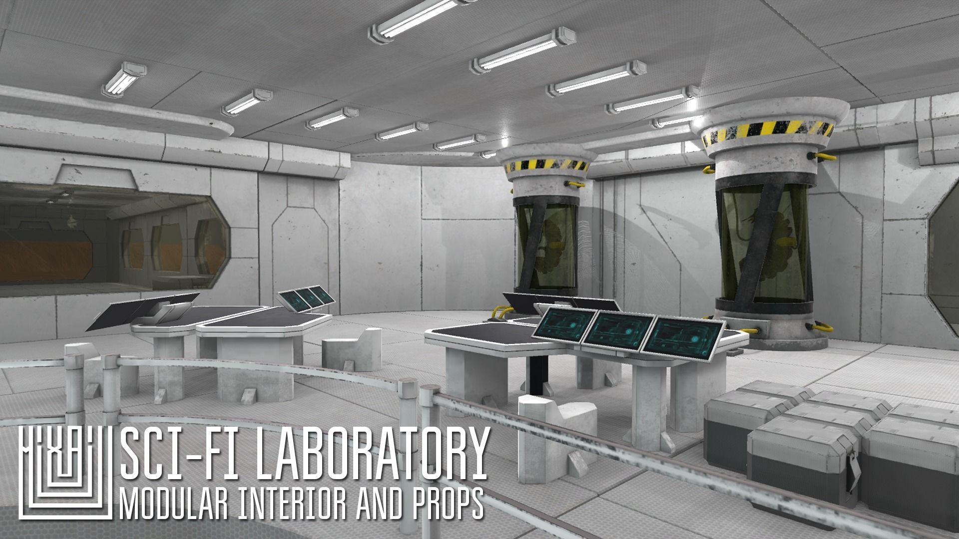 Sci-fi laboratory - modular interior and props 3D model_7