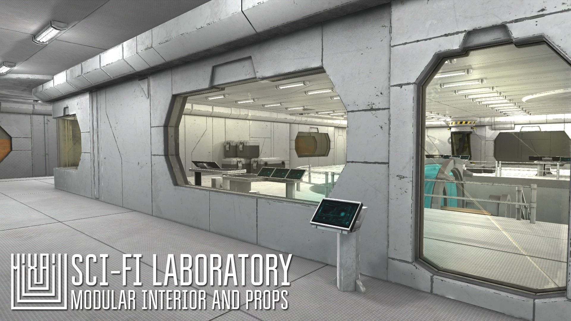 Sci-fi laboratory - modular interior and props 3D model_2