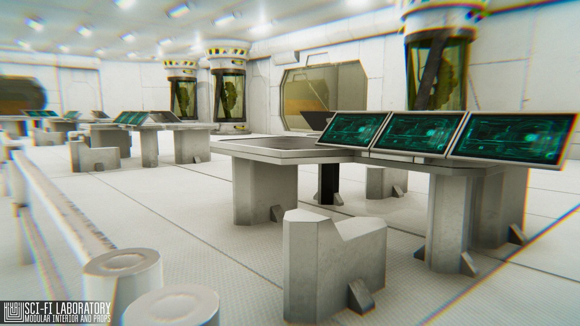 Sci-fi laboratory - modular interior and props 3D model_13