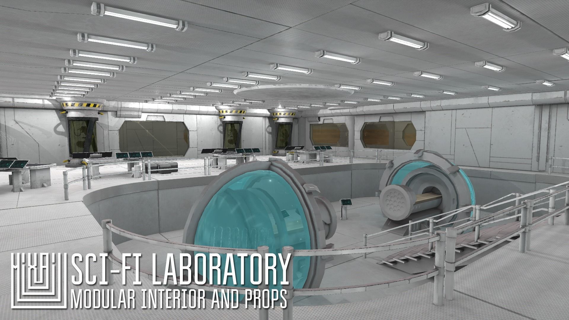 Sci-fi laboratory - modular interior and props 3D model_8