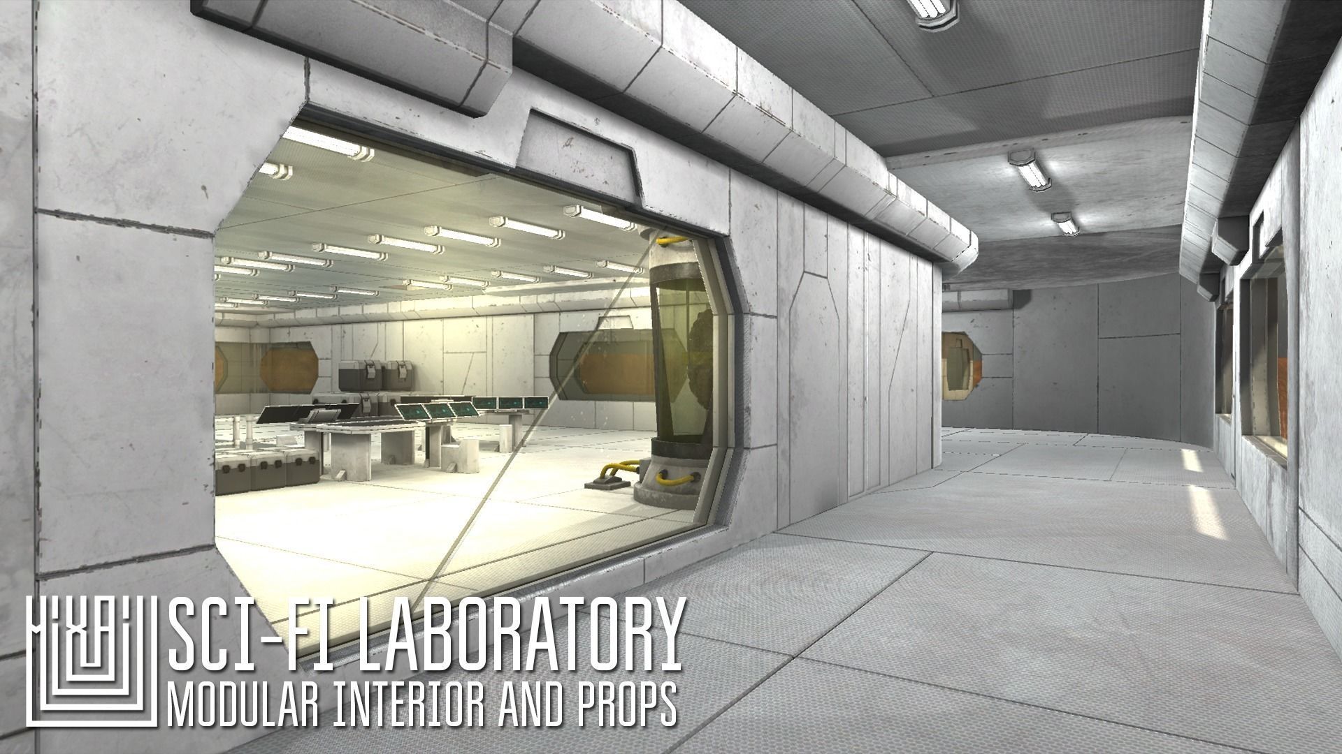 Sci-fi laboratory - modular interior and props 3D model_4