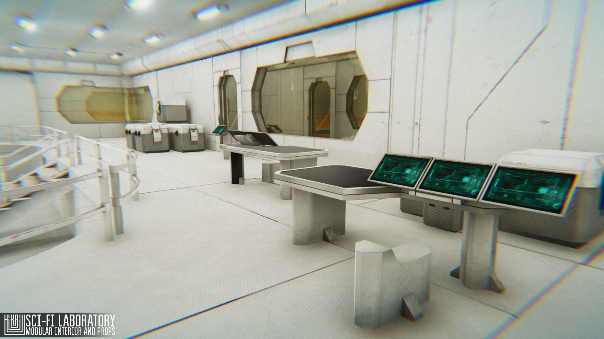 Sci-fi laboratory - modular interior and props 3D model_16