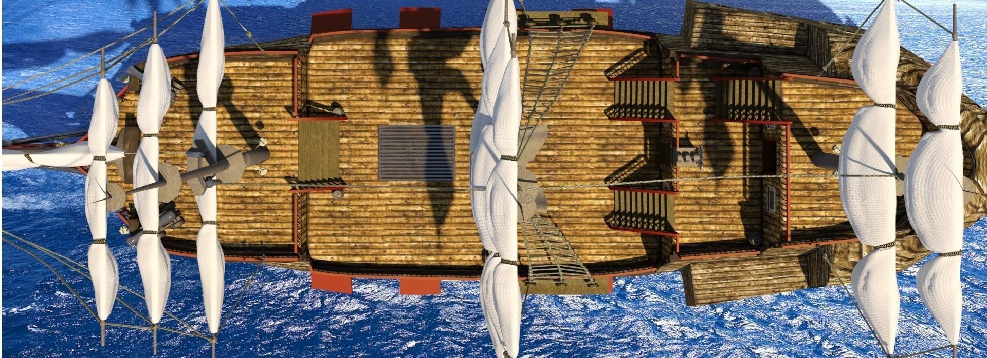 Old Sail Ship Low-poly 3D model_3