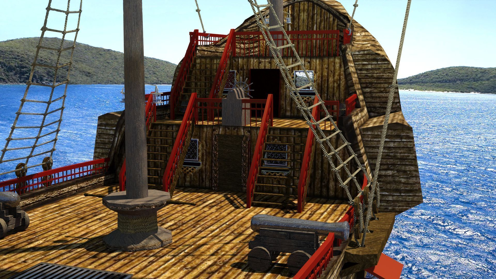 Old Sail Ship Low-poly 3D model_2