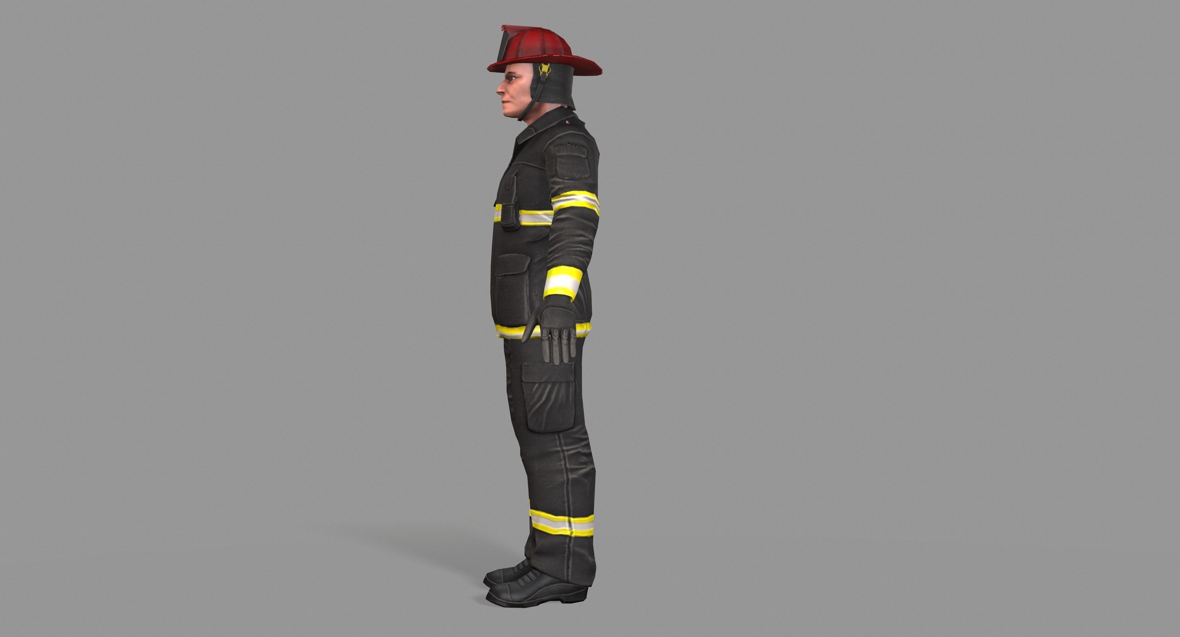 Fireman firefighter Low-poly 3D model_12
