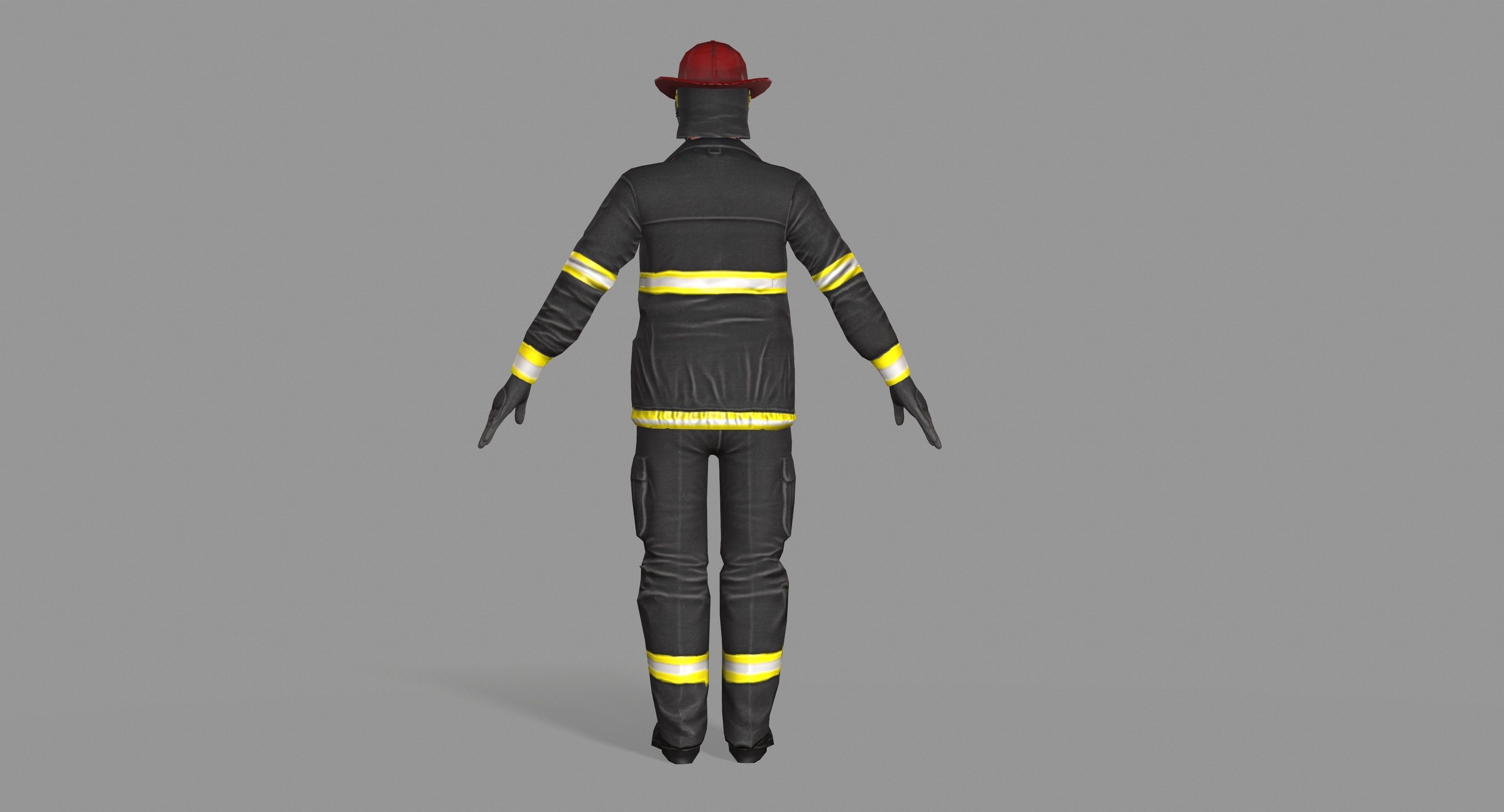 Fireman firefighter Low-poly 3D model_9