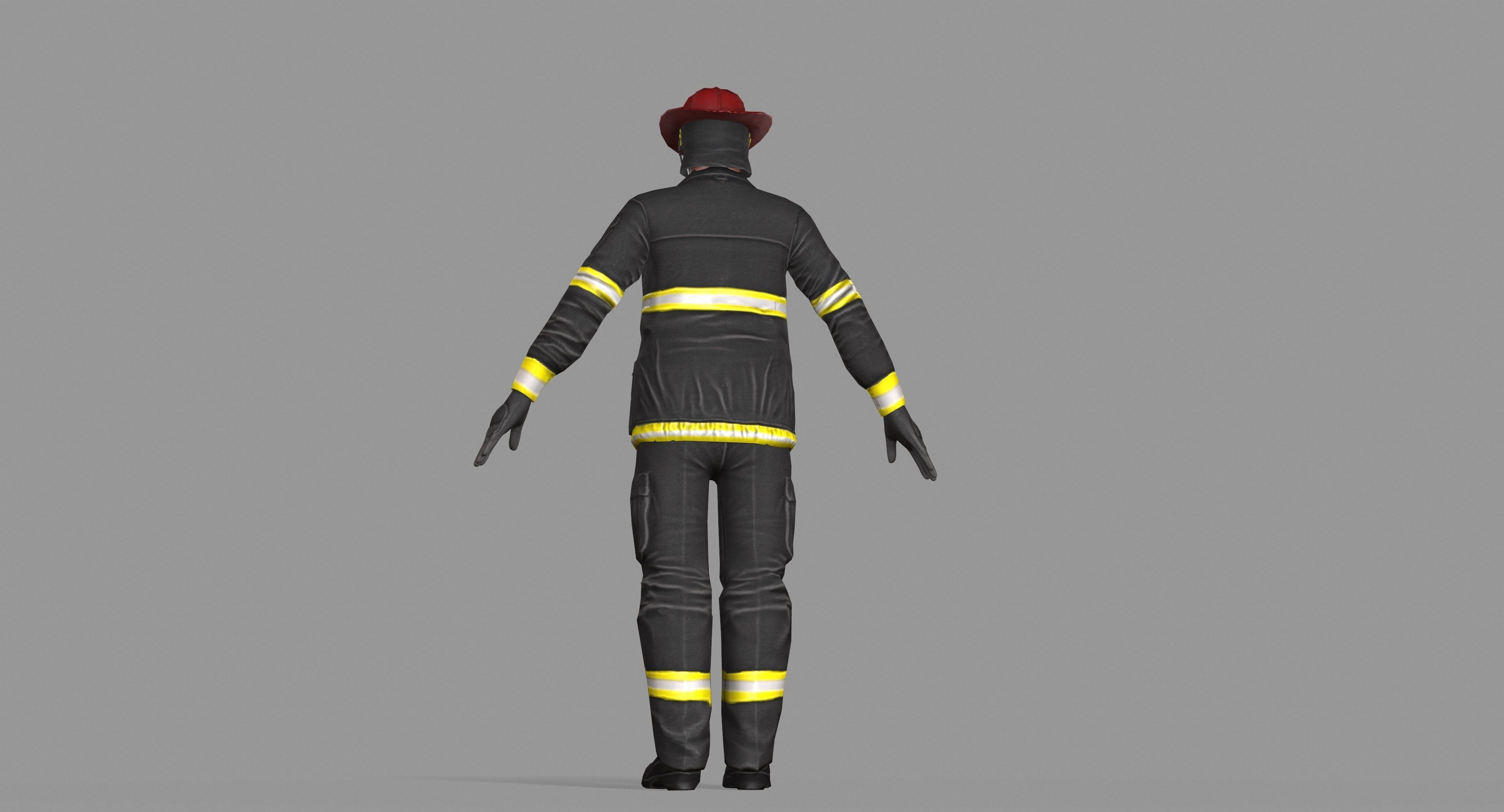 Fireman firefighter Low-poly 3D model_51