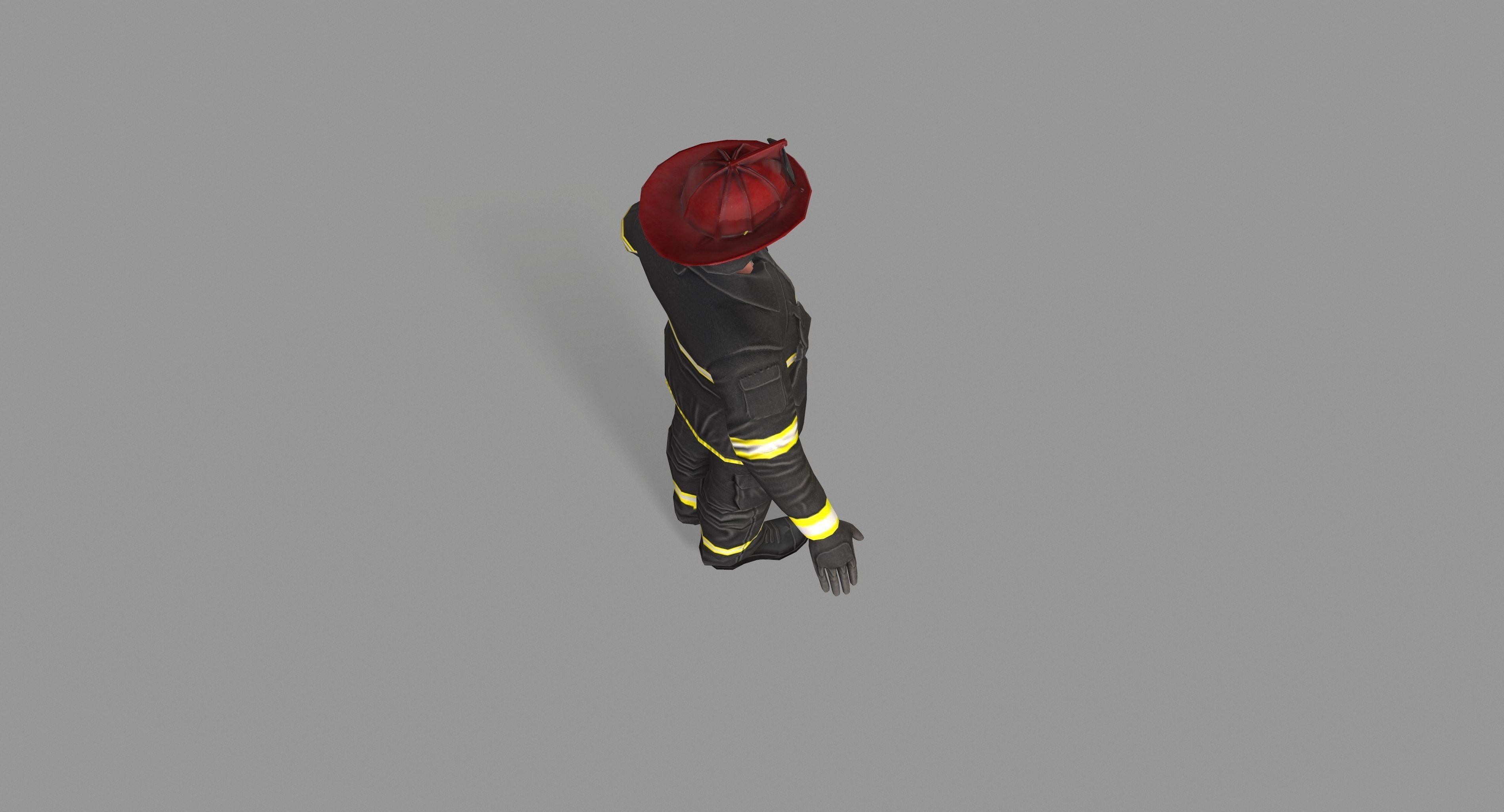 Fireman firefighter Low-poly 3D model_21