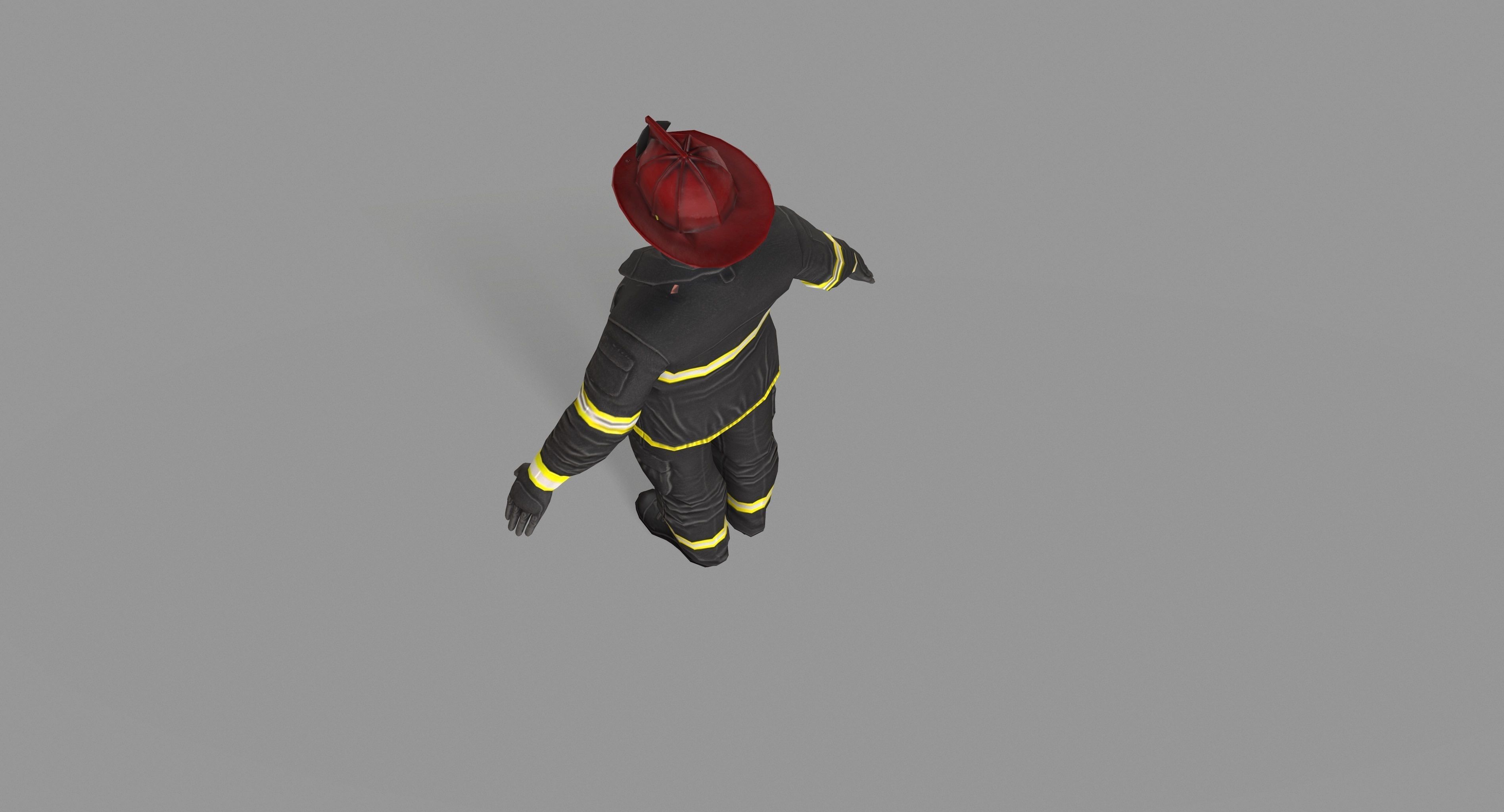 Fireman firefighter Low-poly 3D model_24