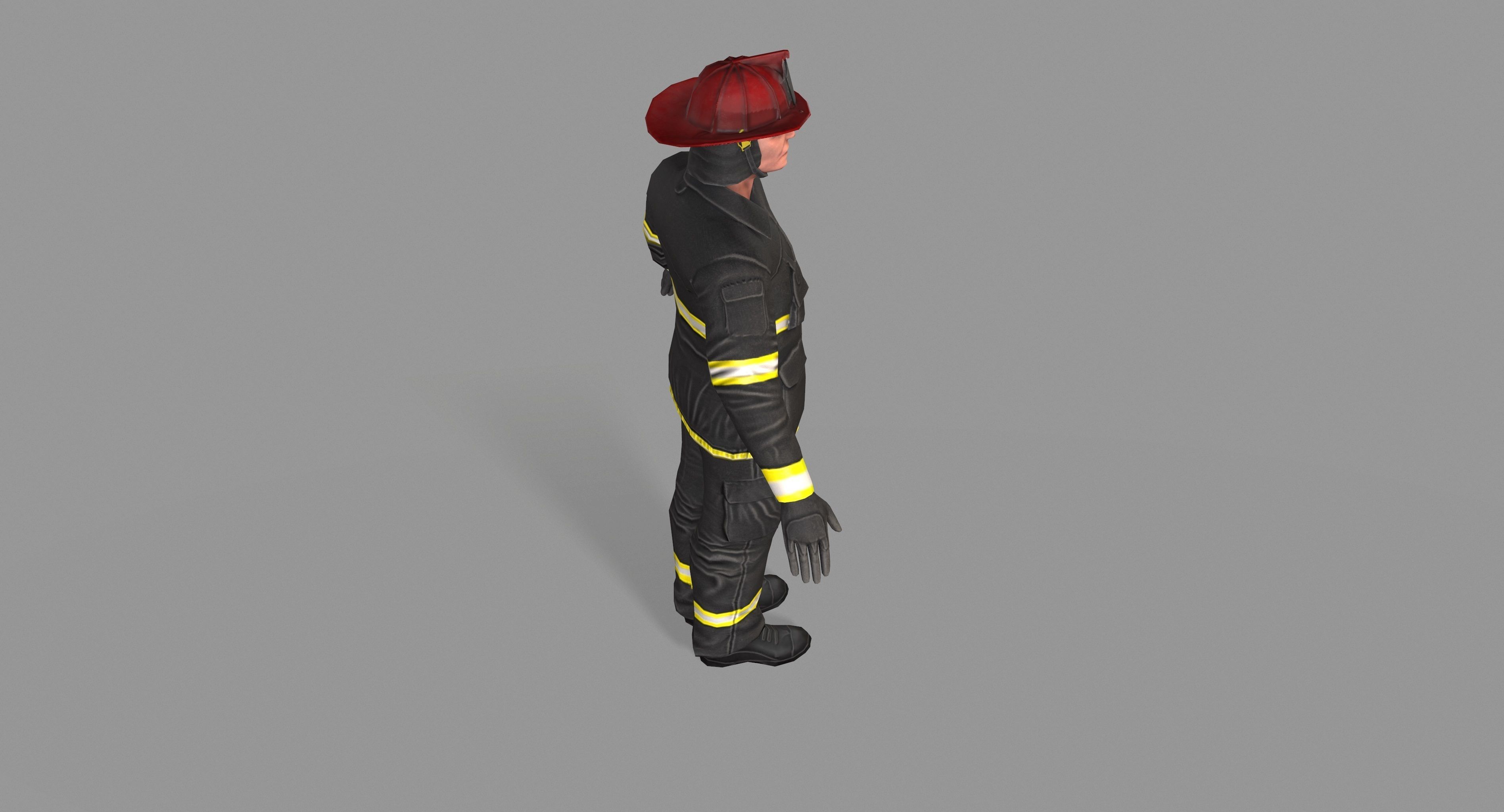 Fireman firefighter Low-poly 3D model_35