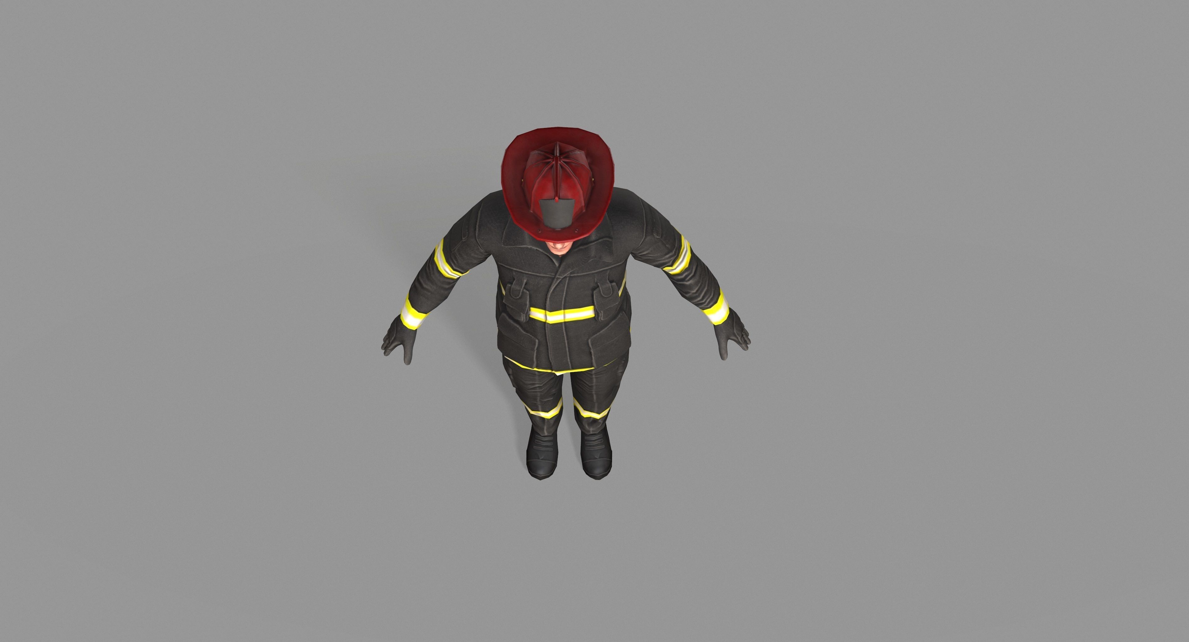 Fireman firefighter Low-poly 3D model_17