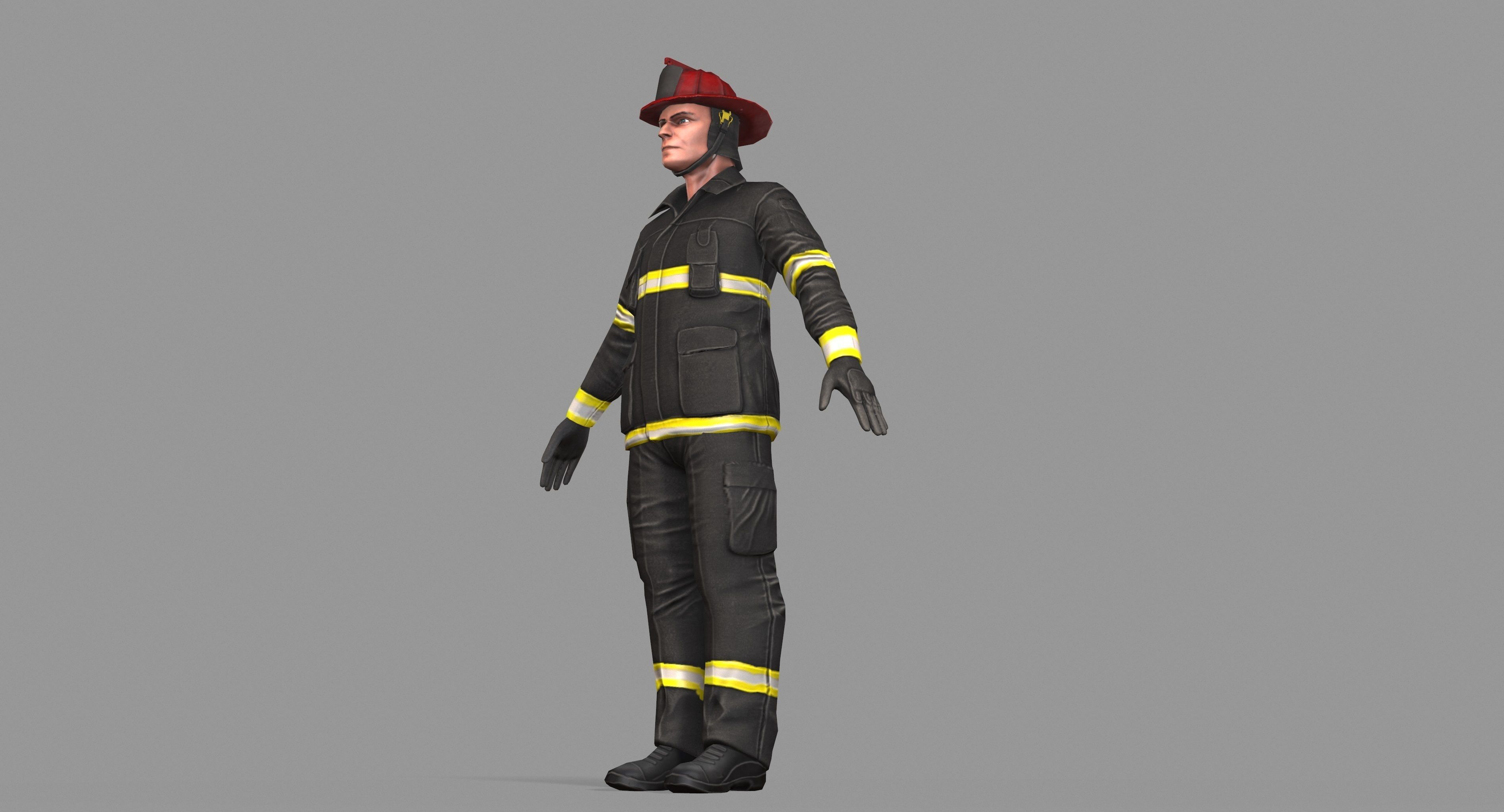 Fireman firefighter Low-poly 3D model_55