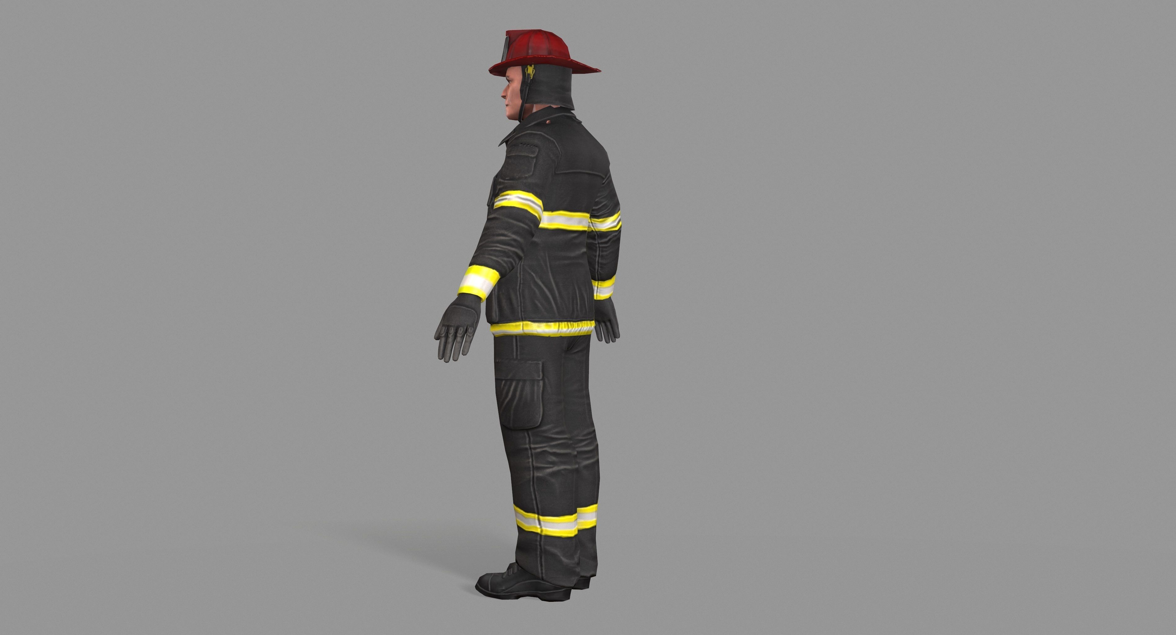 Fireman firefighter Low-poly 3D model_11