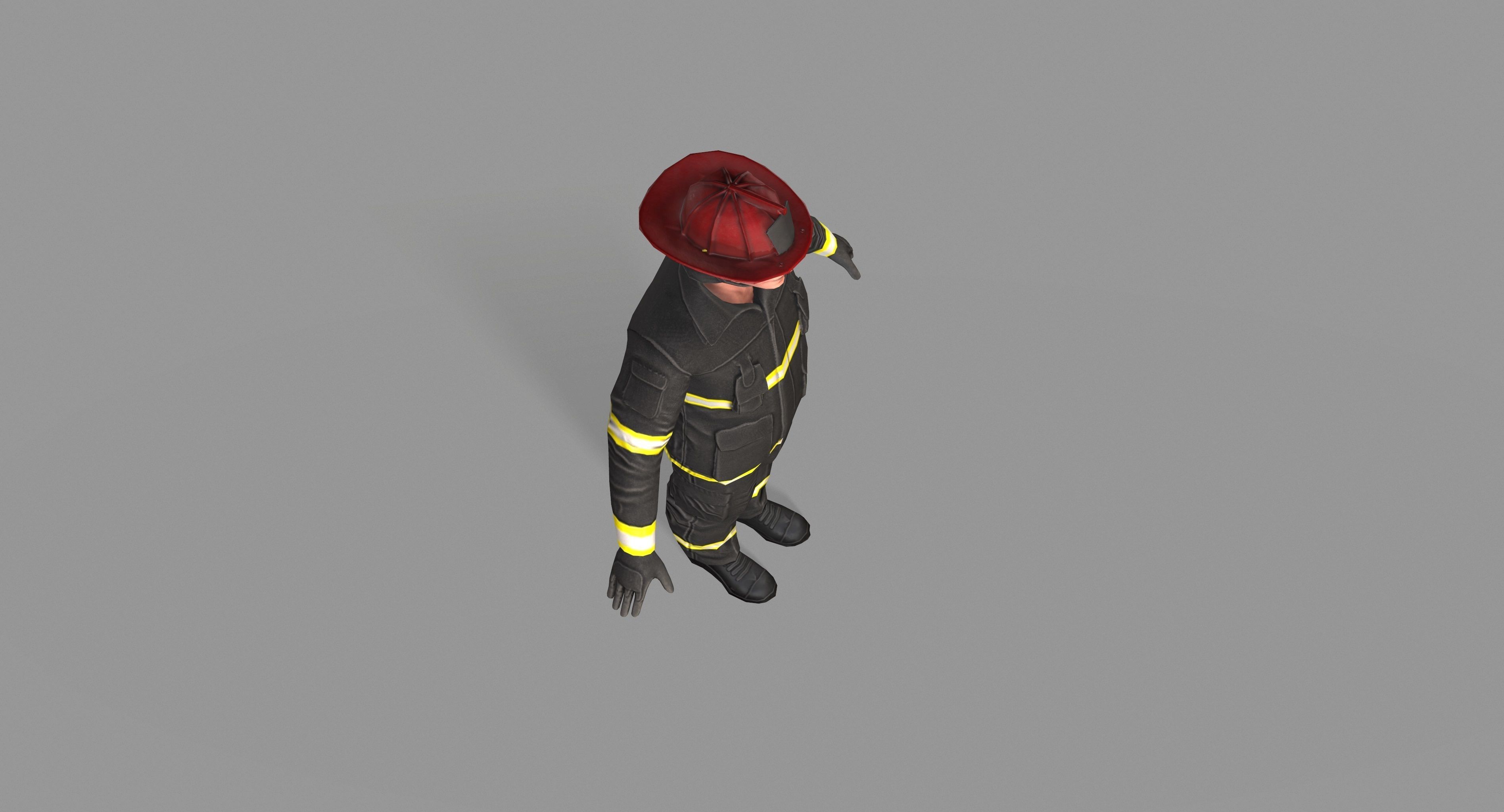 Fireman firefighter Low-poly 3D model_19