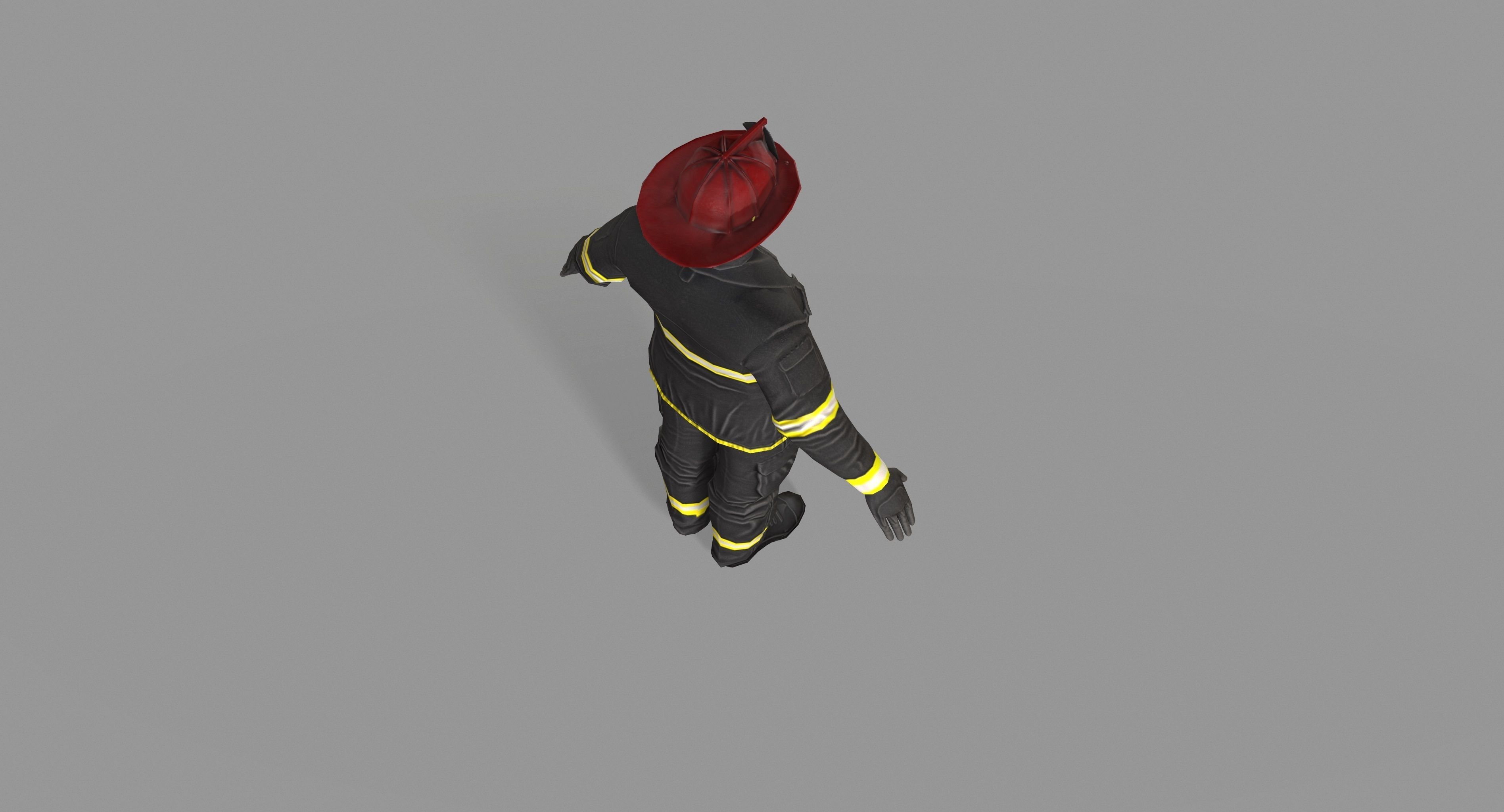 Fireman firefighter Low-poly 3D model_22