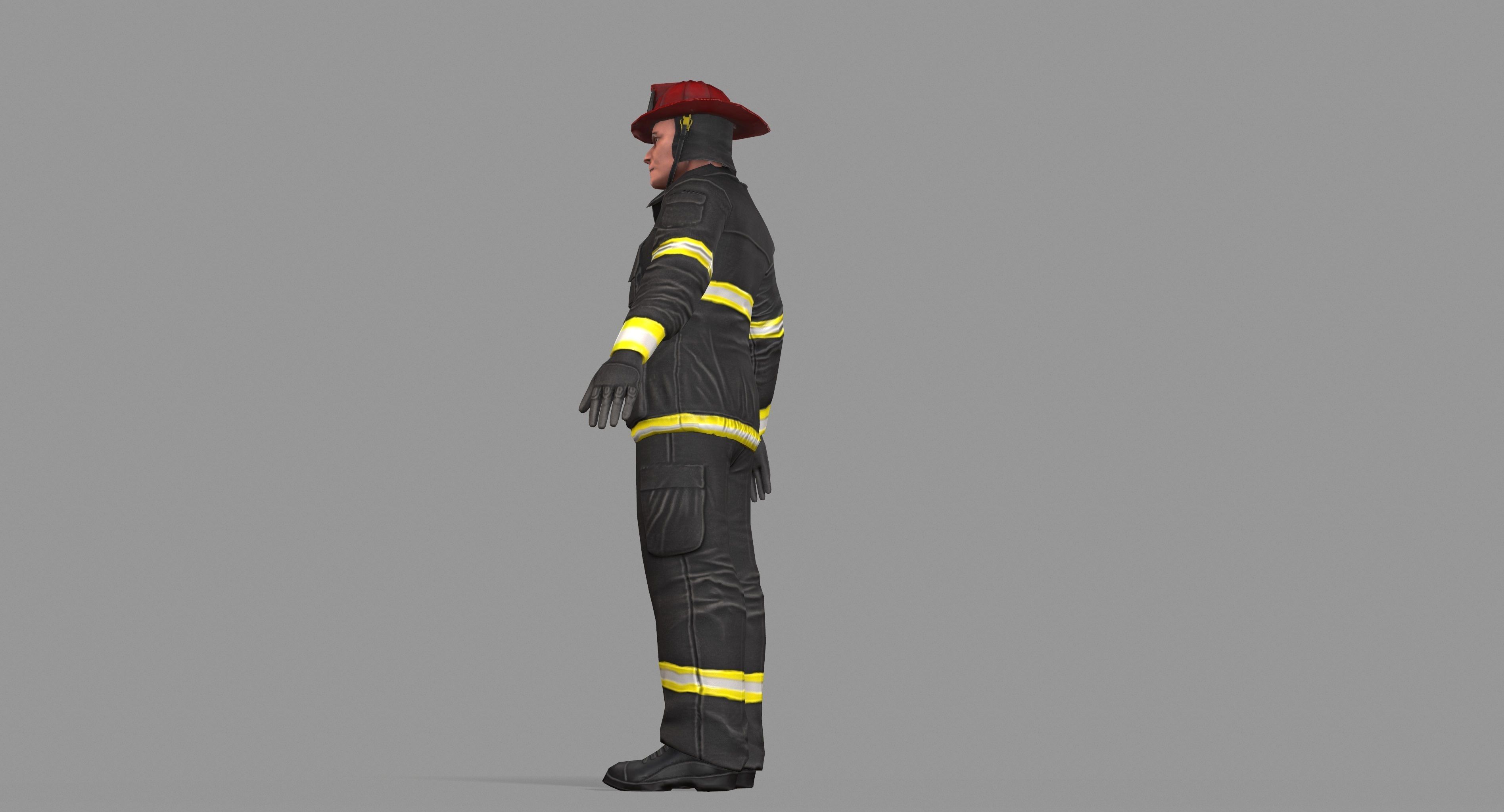 Fireman firefighter Low-poly 3D model_53