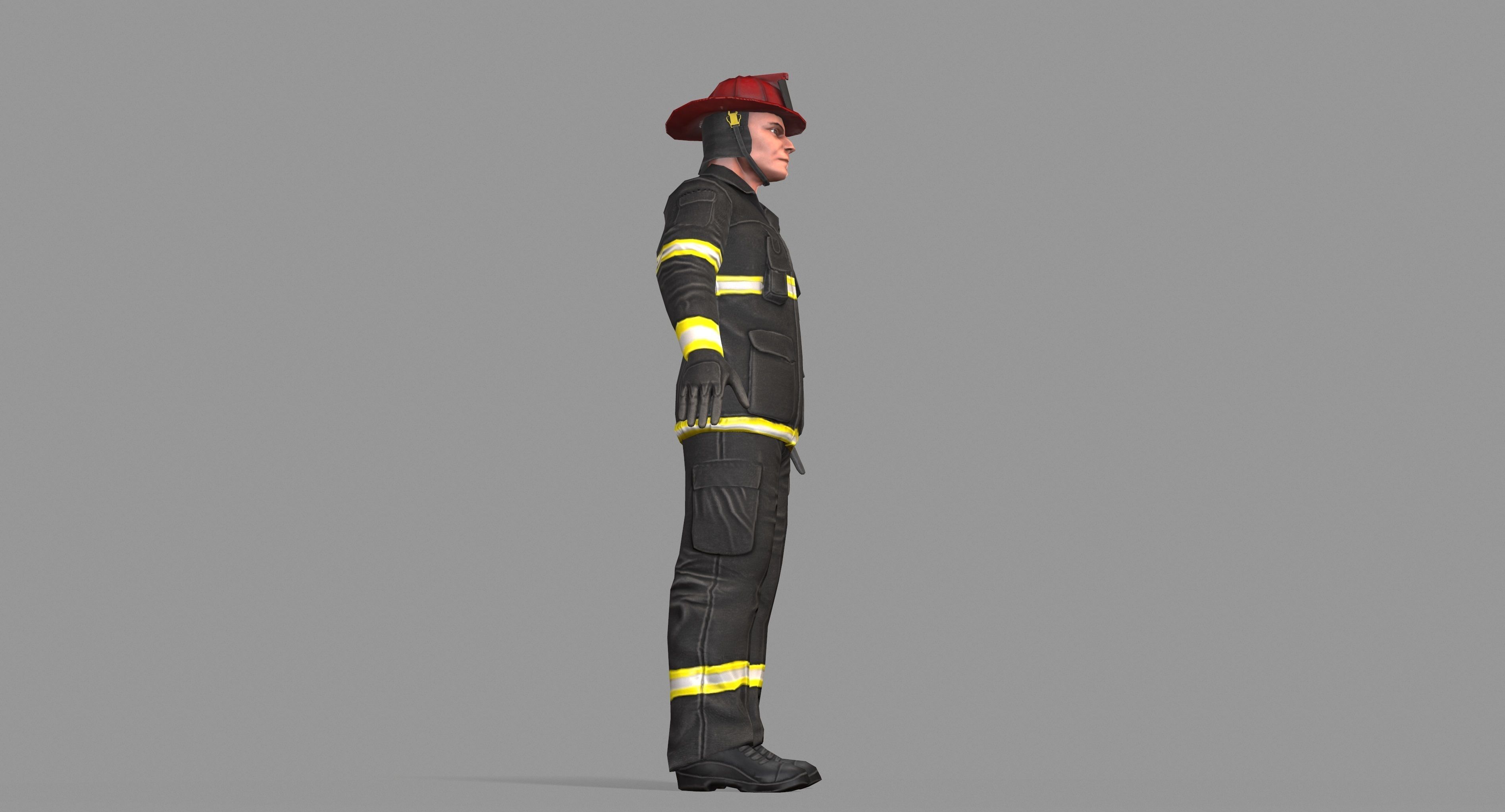 Fireman firefighter Low-poly 3D model_46