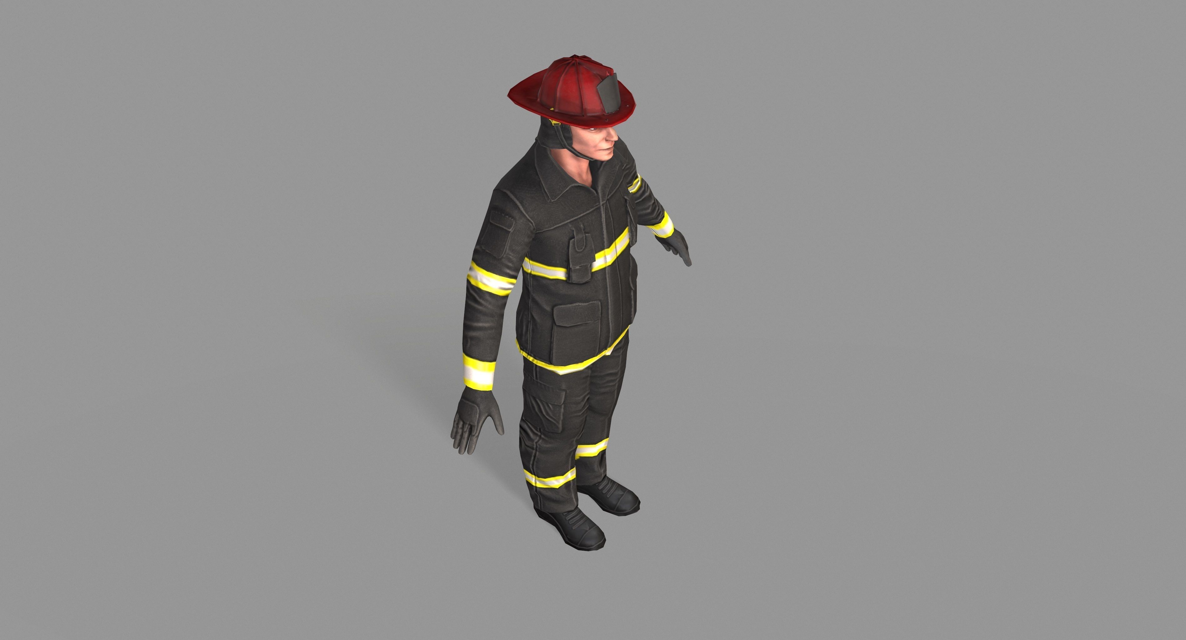 Fireman firefighter Low-poly 3D model_33