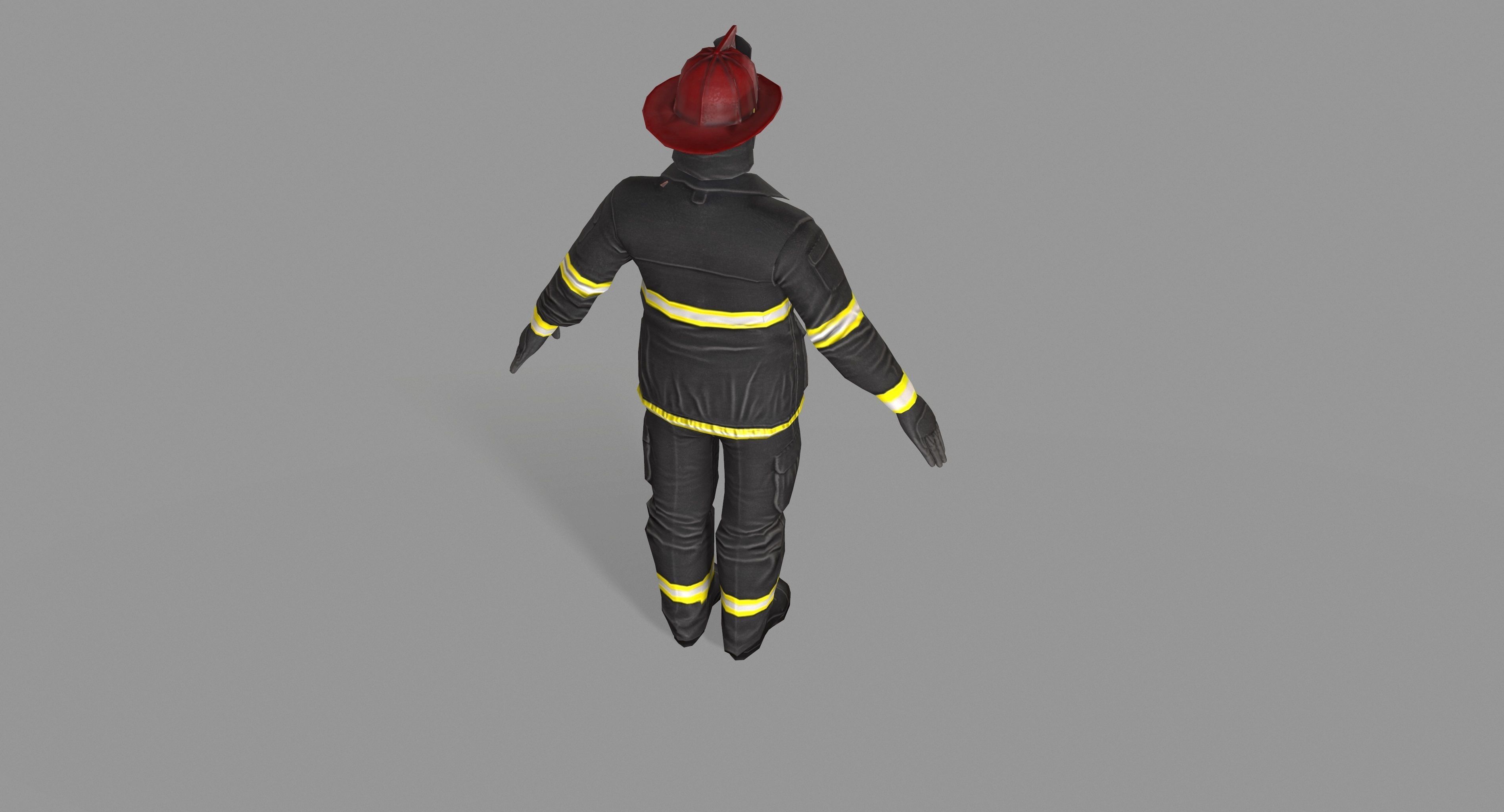 Fireman firefighter Low-poly 3D model_37