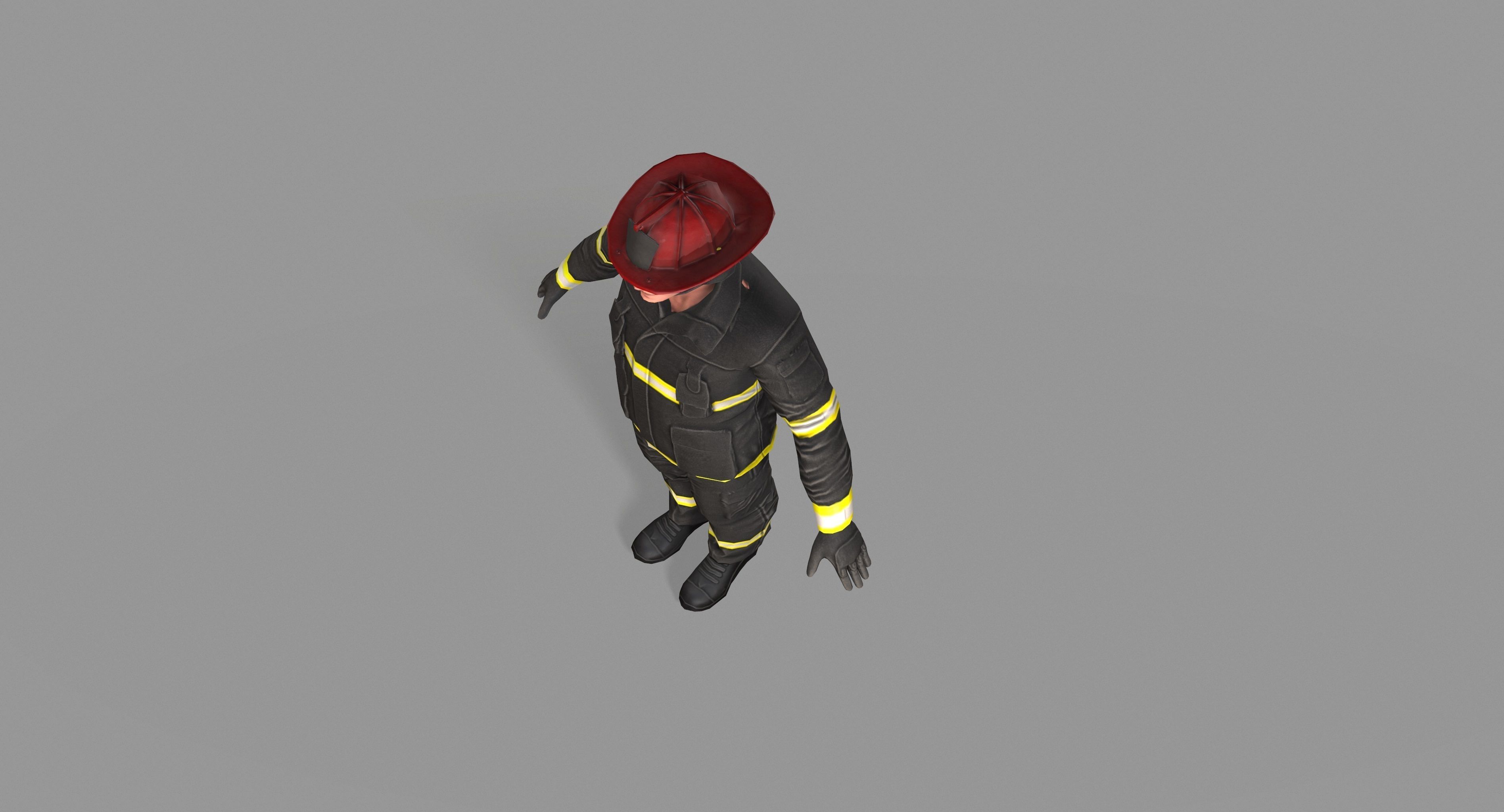 Fireman firefighter Low-poly 3D model_28