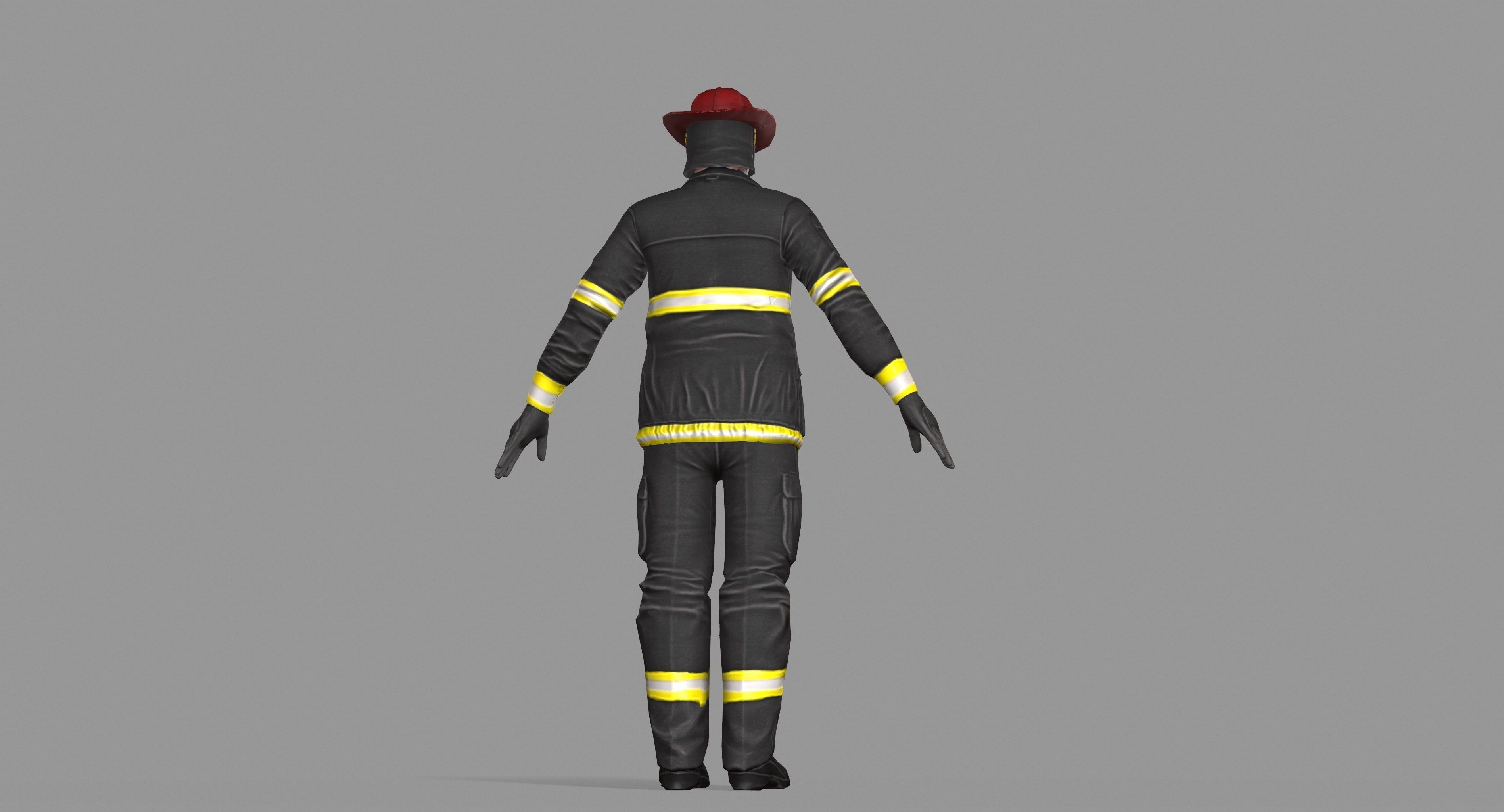 Fireman firefighter Low-poly 3D model_50
