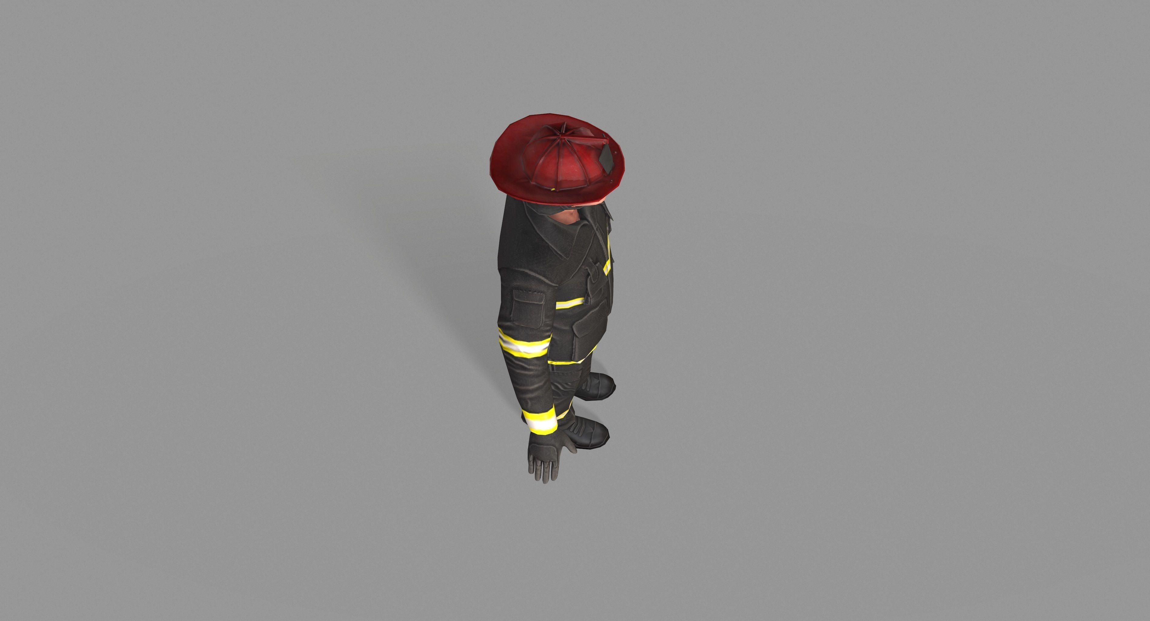 Fireman firefighter Low-poly 3D model_20