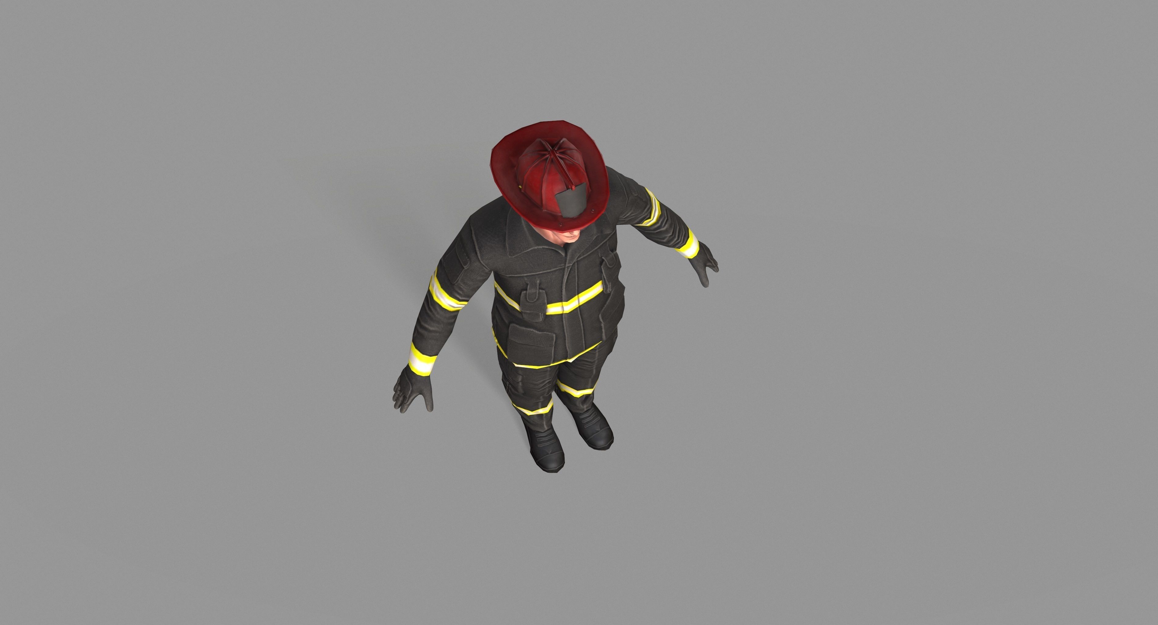 Fireman firefighter Low-poly 3D model_18