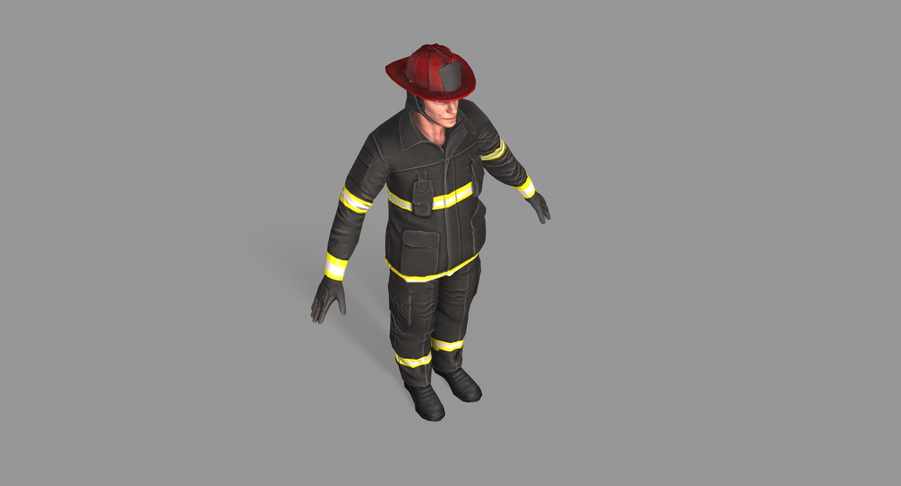 Fireman firefighter Low-poly 3D model_32