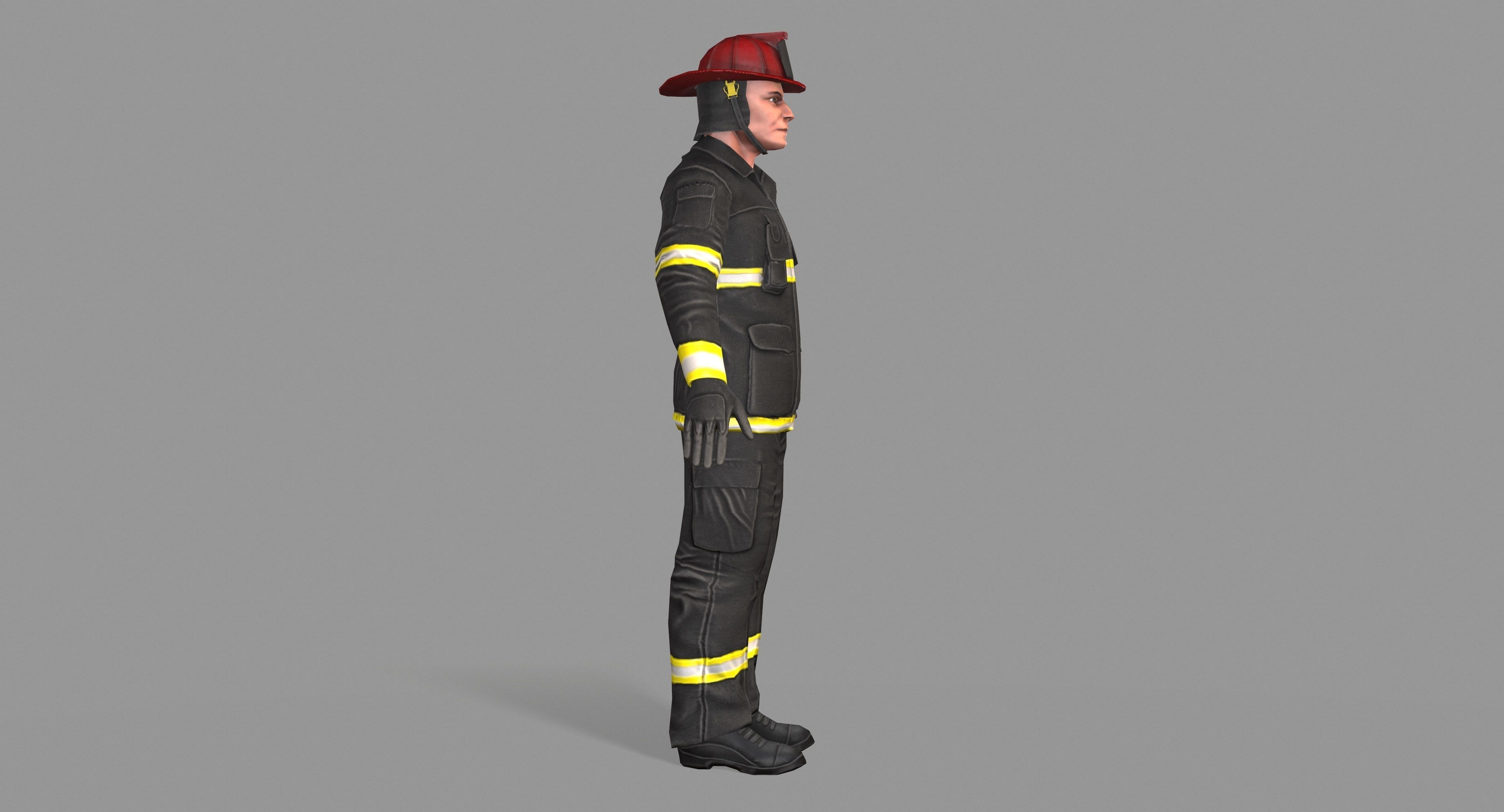 Fireman firefighter Low-poly 3D model_5