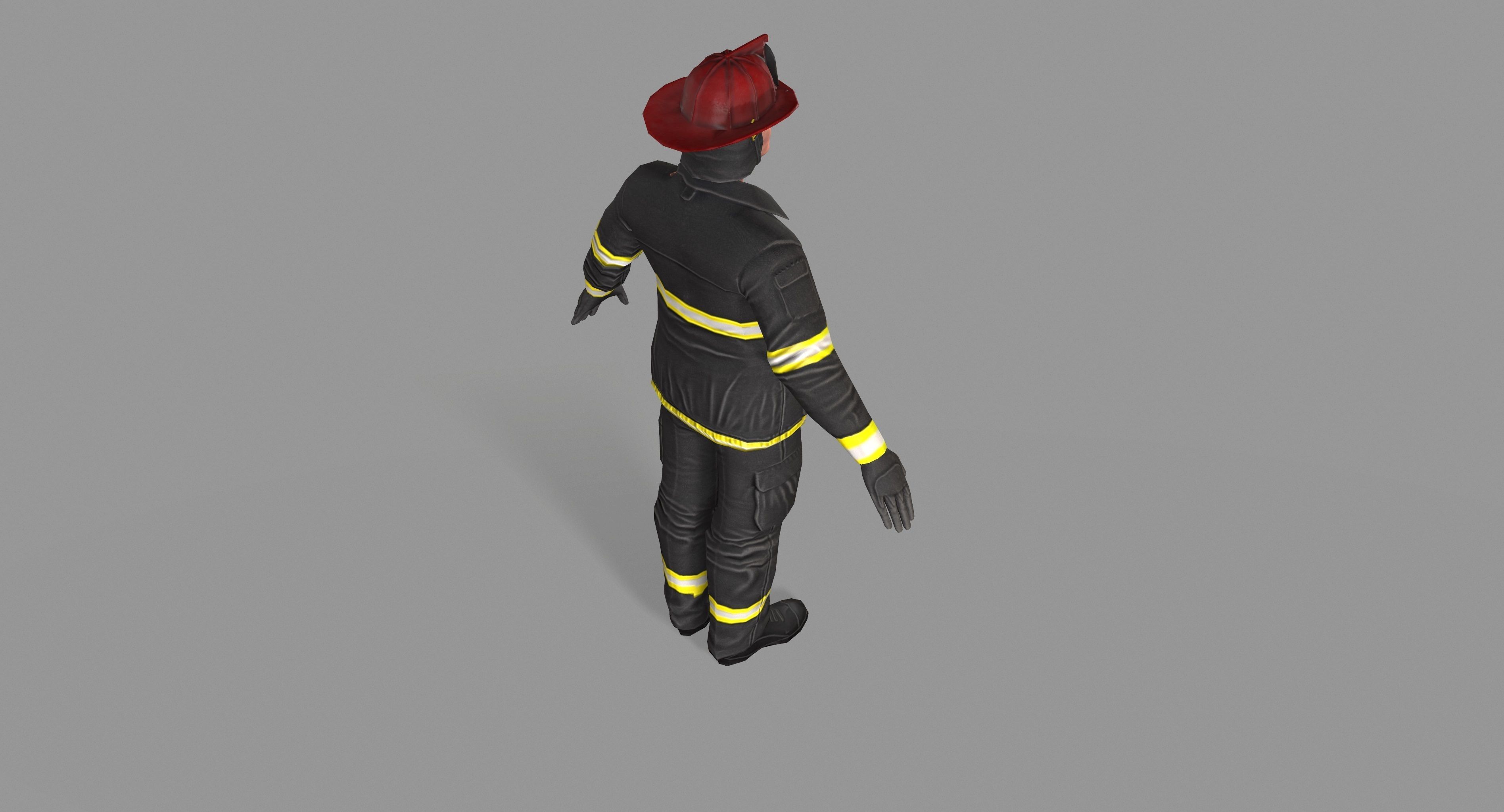 Fireman firefighter Low-poly 3D model_36