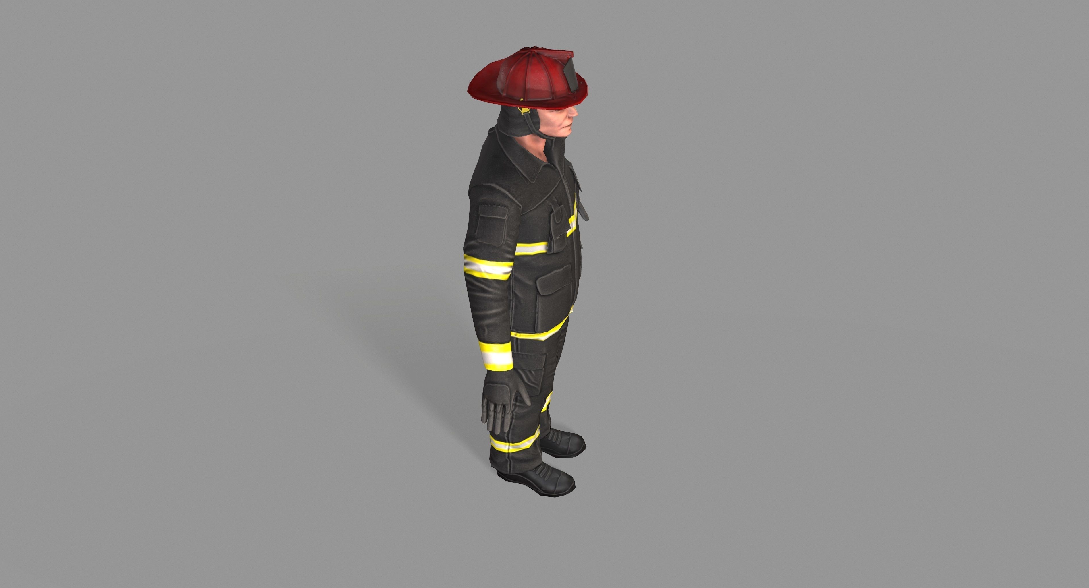 Fireman firefighter Low-poly 3D model_34