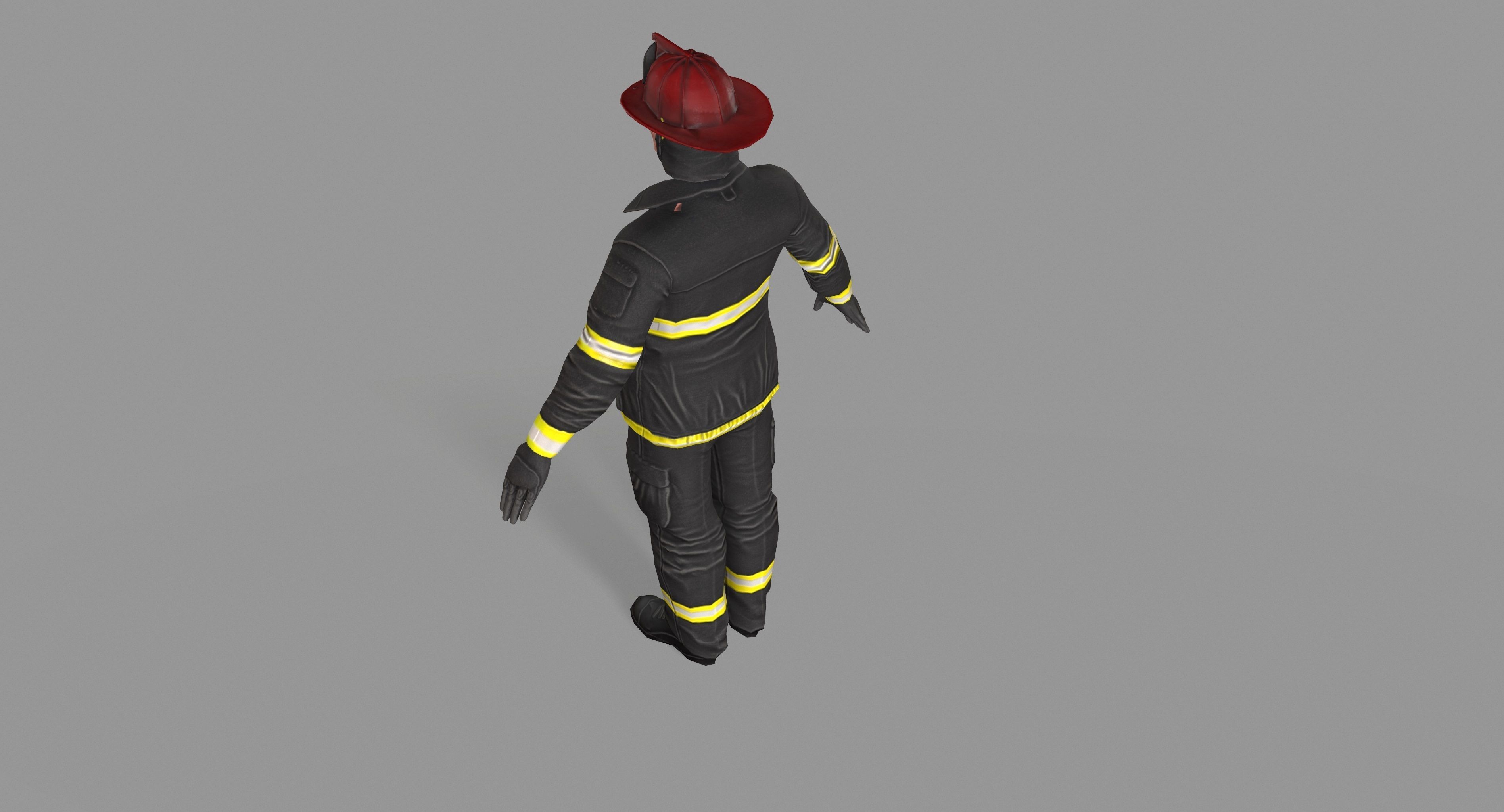 Fireman firefighter Low-poly 3D model_40
