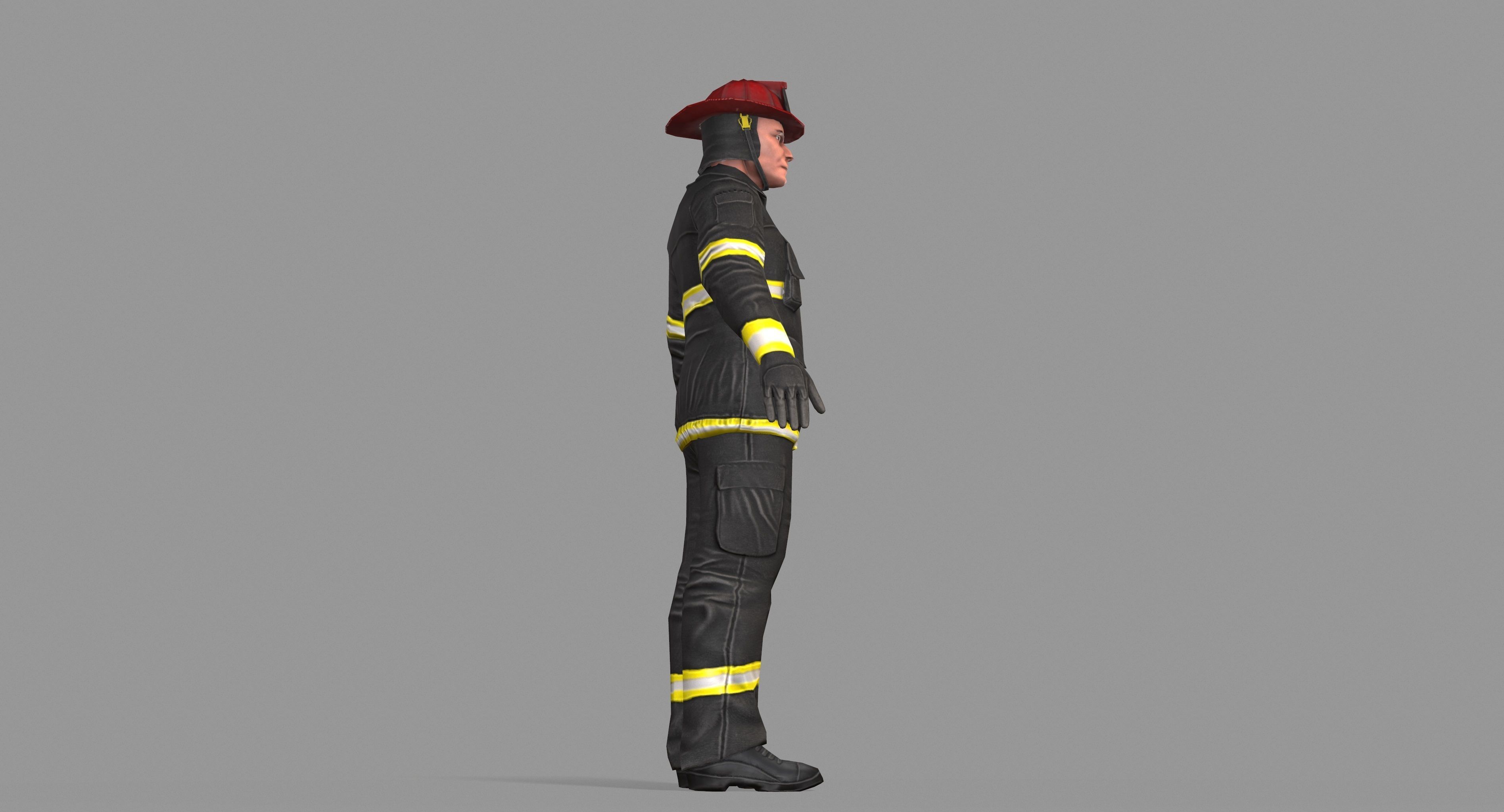 Fireman firefighter Low-poly 3D model_47