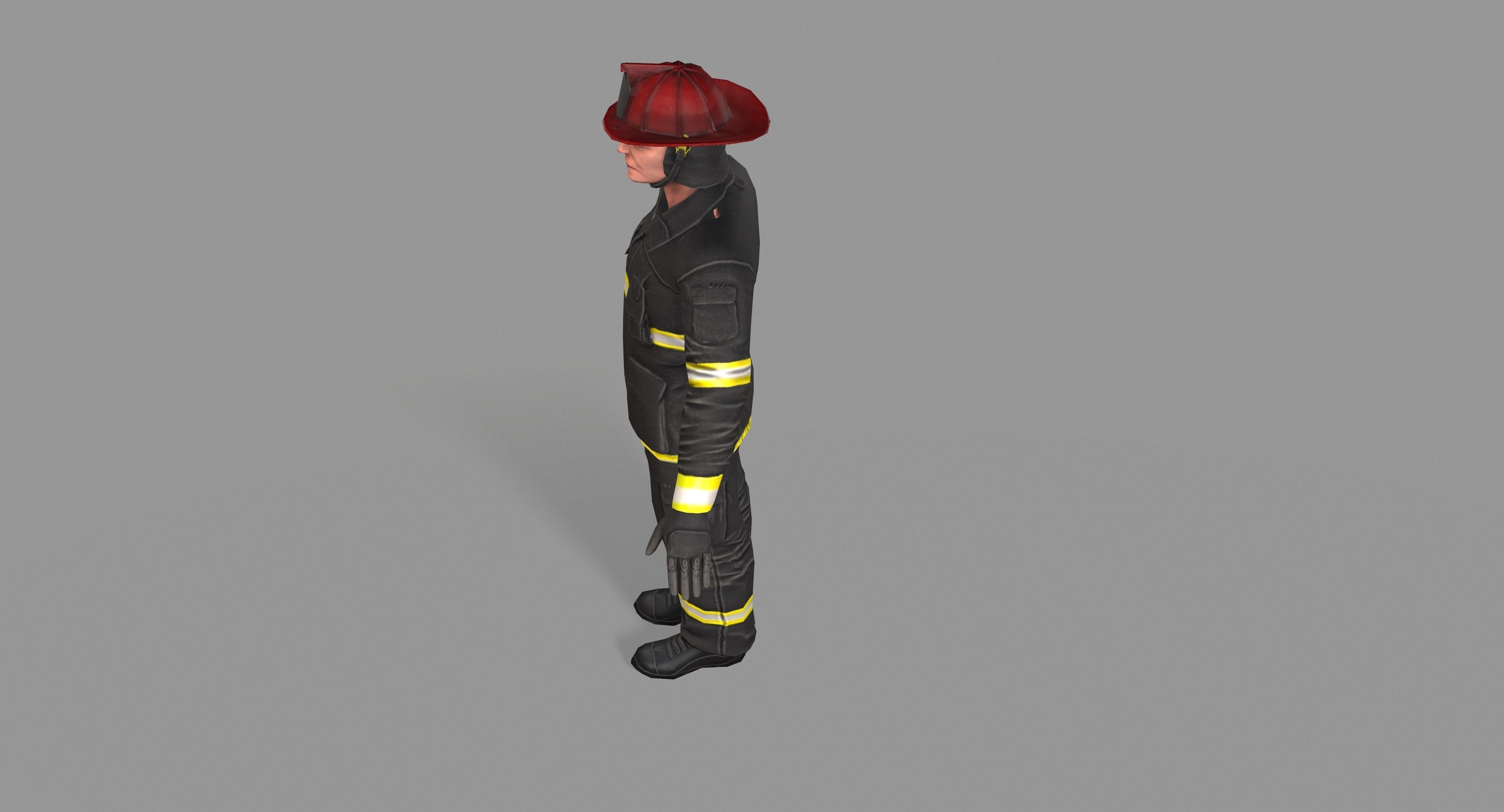 Fireman firefighter Low-poly 3D model_42