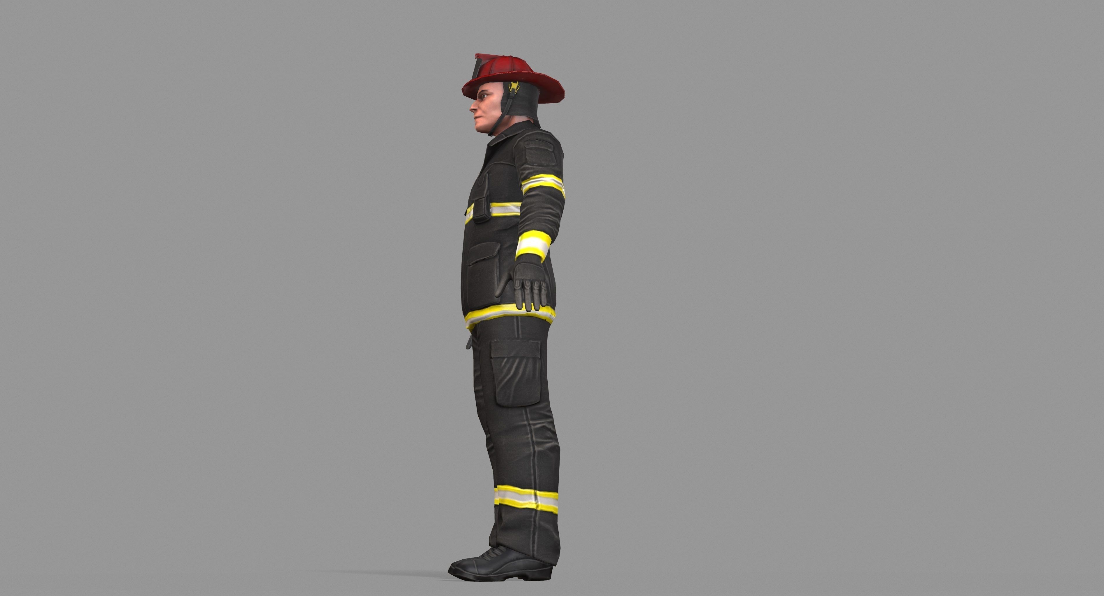 Fireman firefighter Low-poly 3D model_54