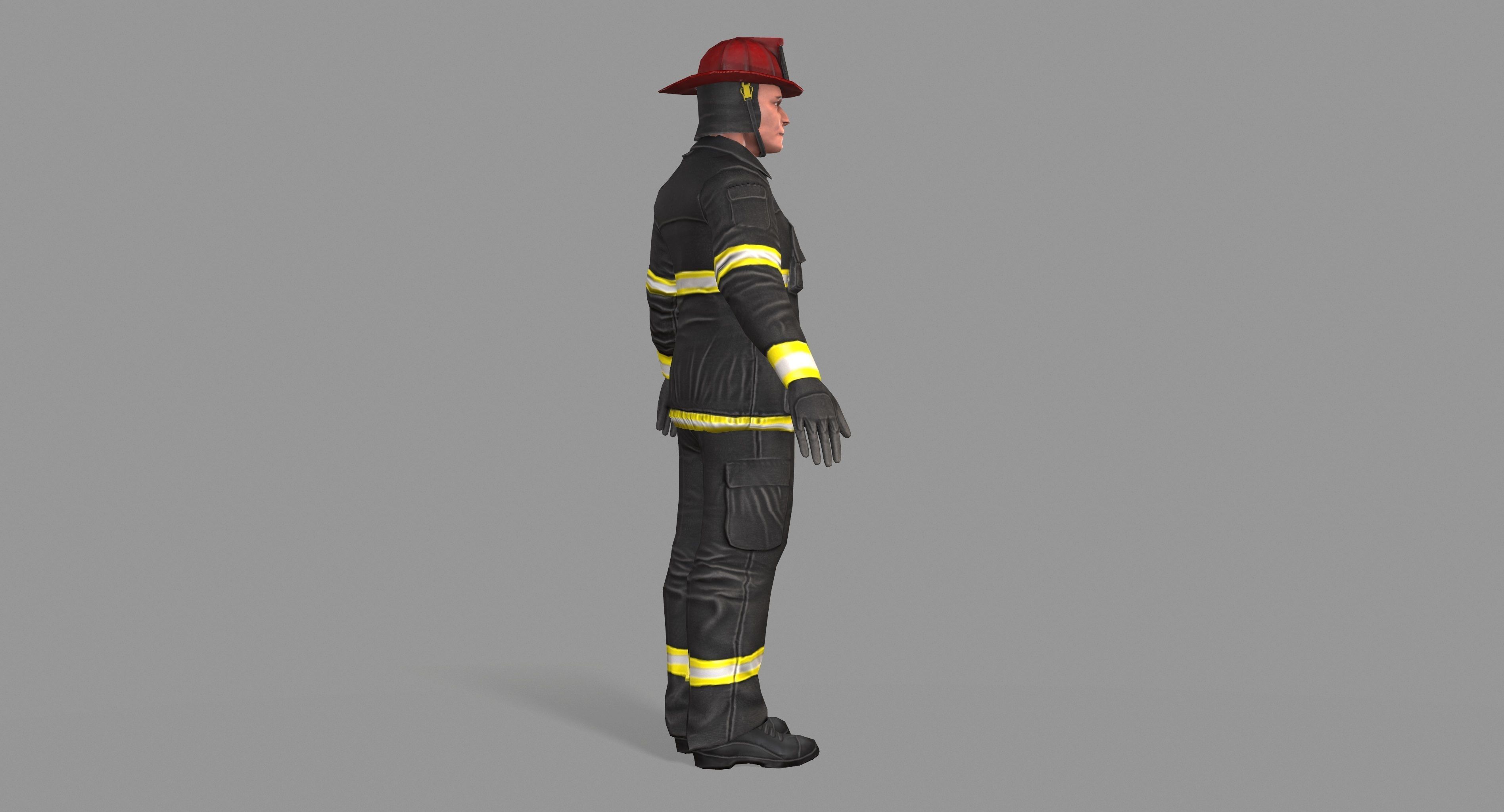 Fireman firefighter Low-poly 3D model_6